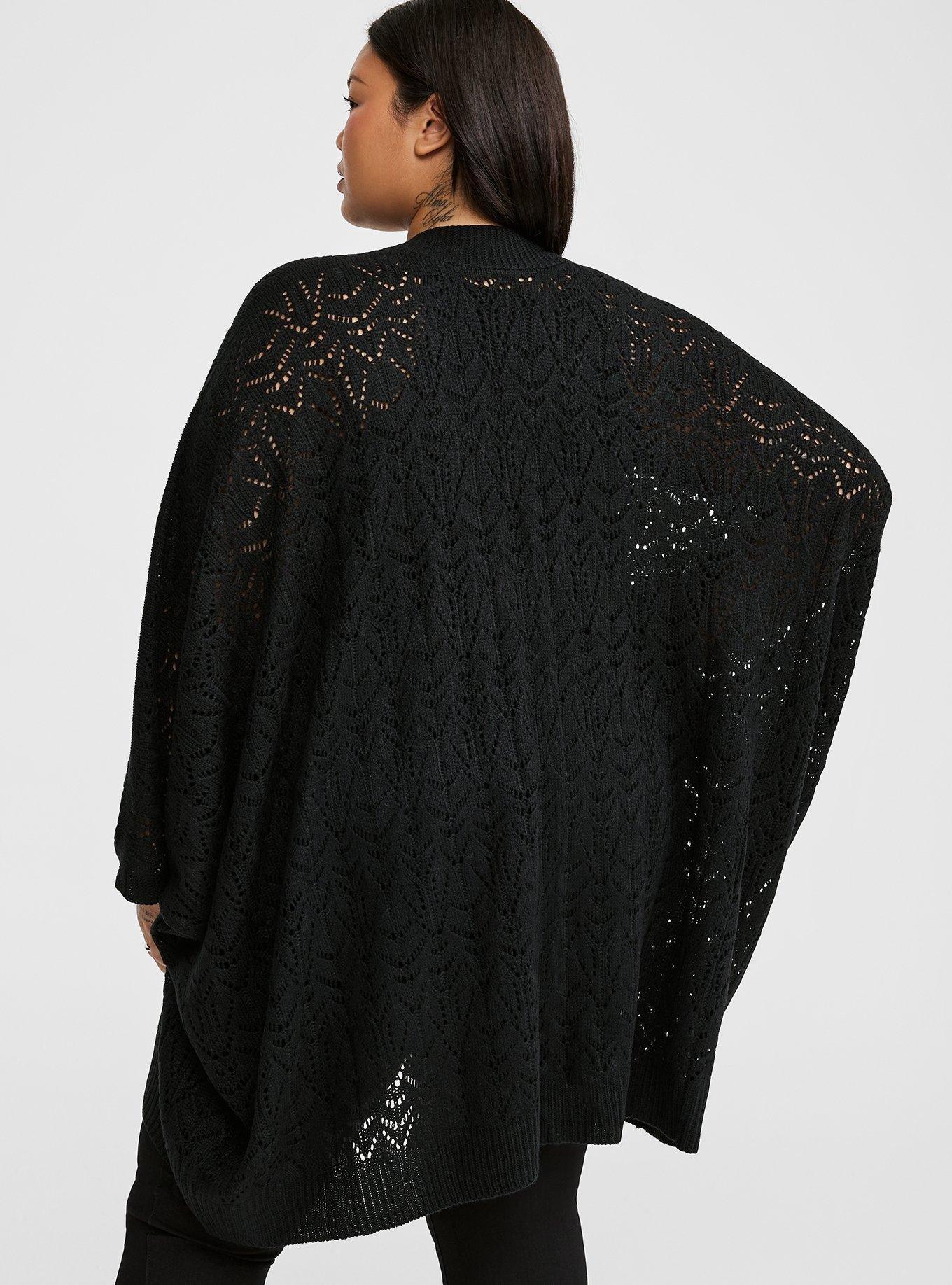 Knit Dolman Ruana, BLACK, alternate