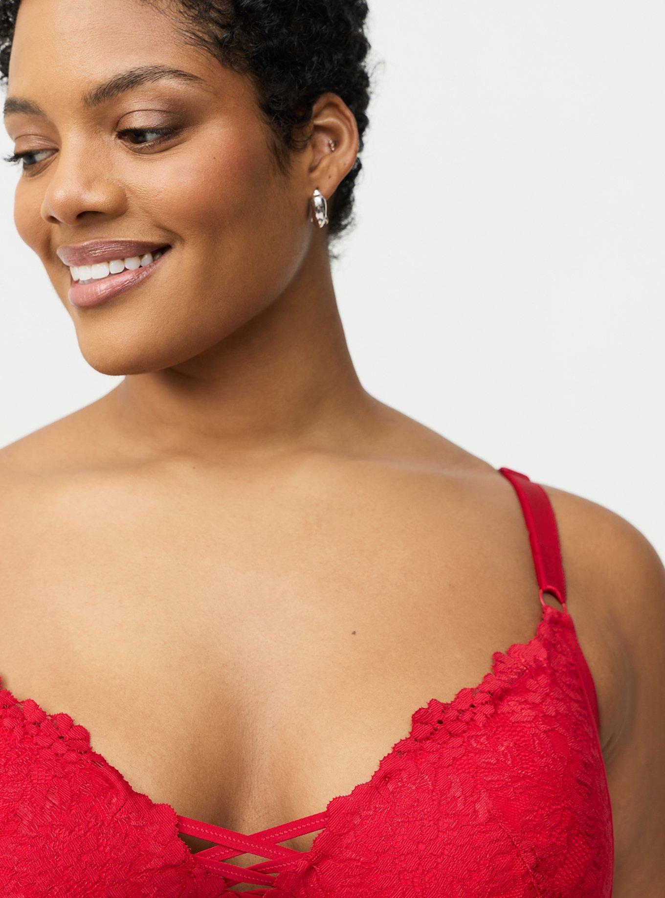 XO Plunge Push-Up Lace Bra, JESTER RED, alternate