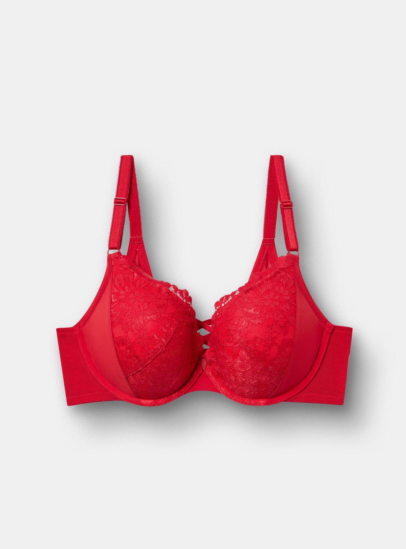 XO Plunge Push-Up Lace Bra, JESTER RED, hi-res