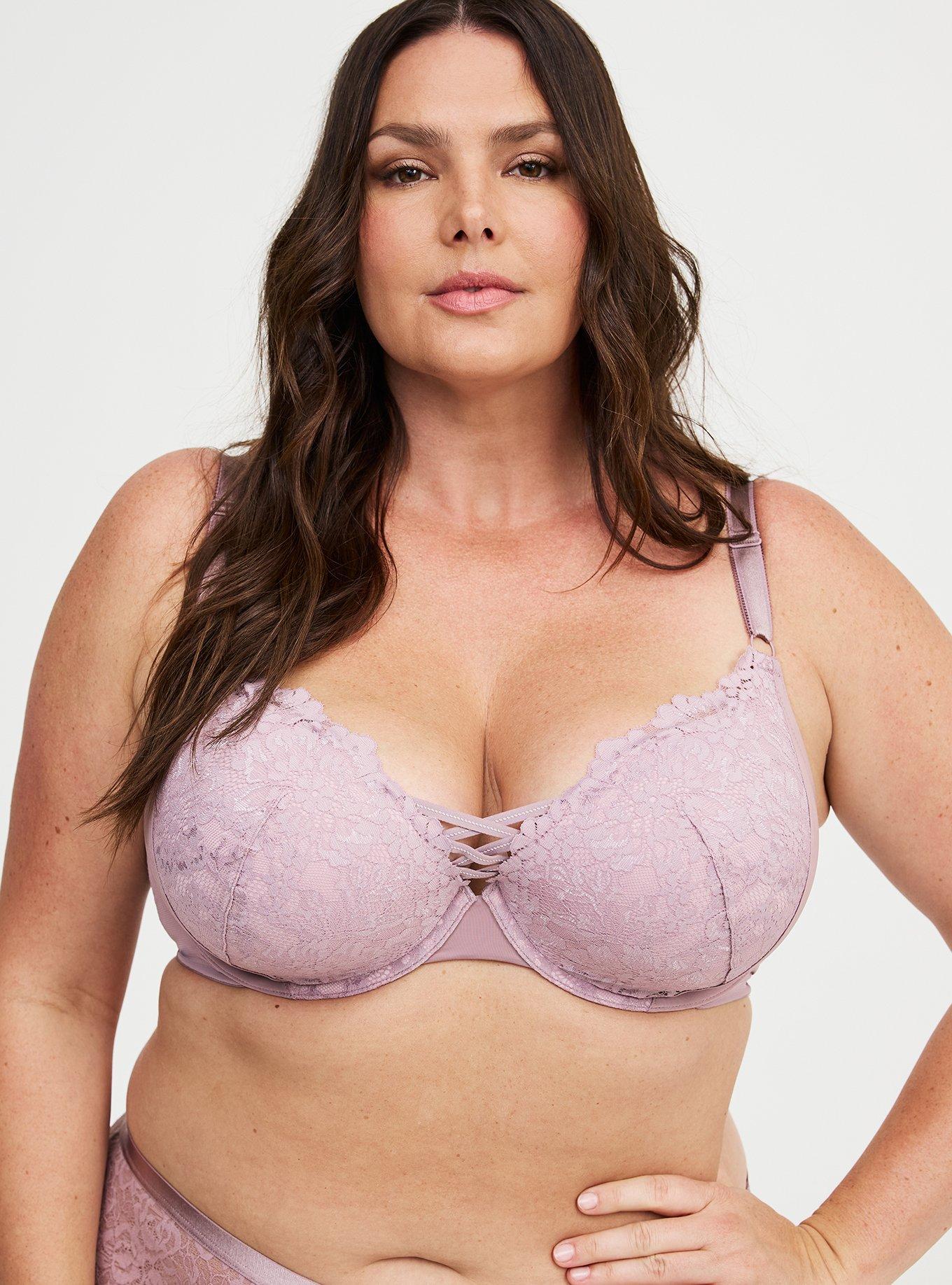 XO Plunge Push-Up Lace Bra, TOADSTOOL, alternate