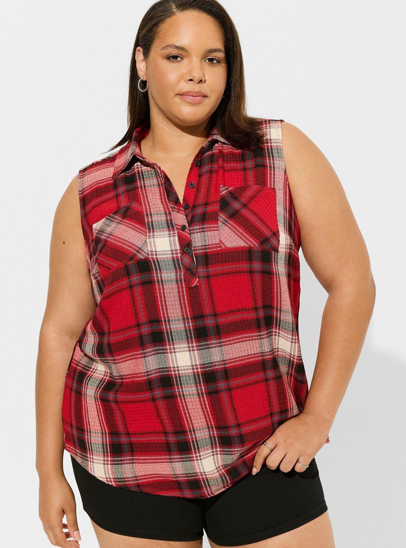 Crinkle Flannel Gauze Sleeveless Hi Low Tank