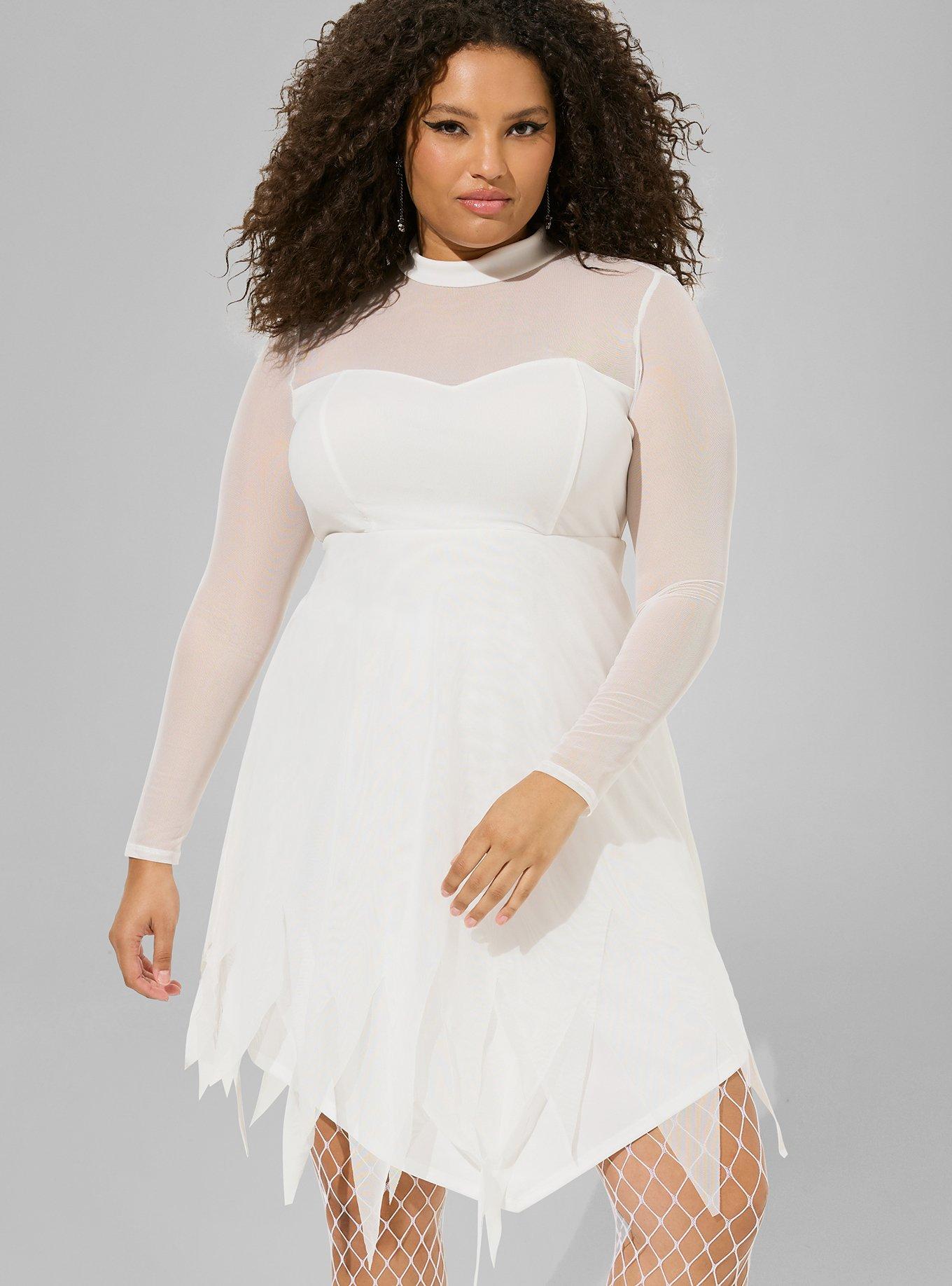 Mesh Long Sleeve High Neck Dress