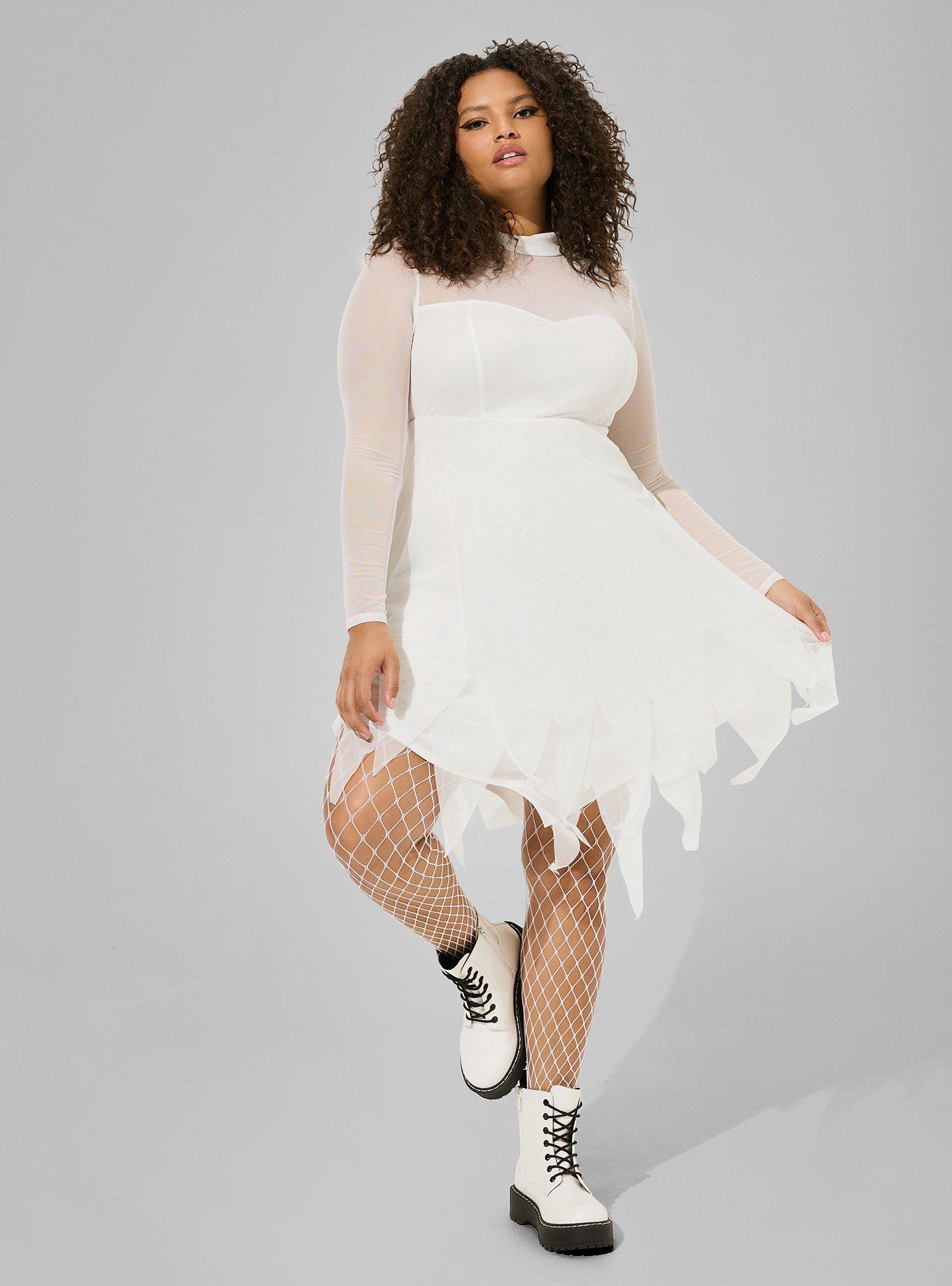 Mesh Long Sleeve High Neck Dress