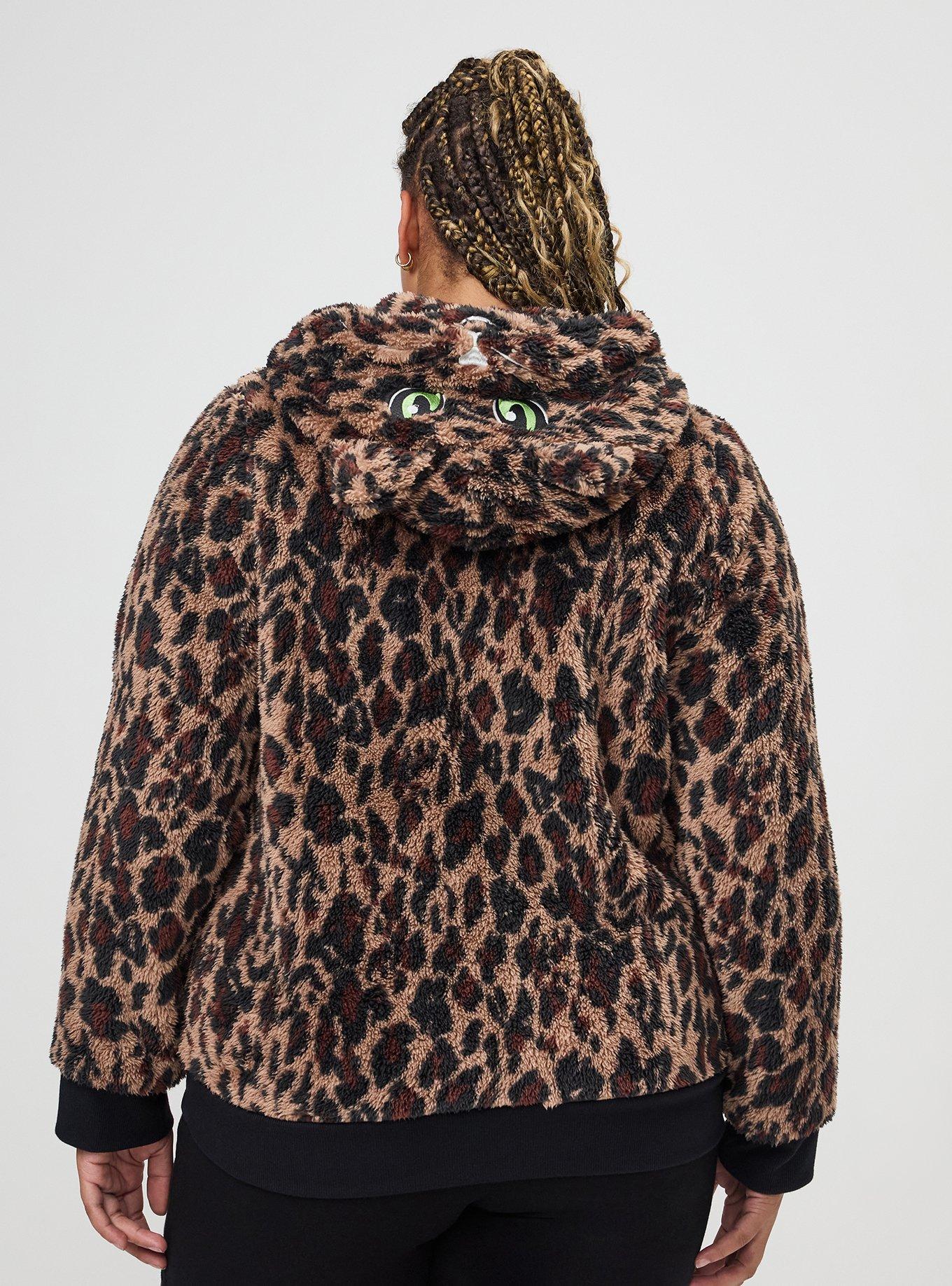 Halloween Fuzzy Cat Hoodie, SWEEPING LEOPARD BROWN, alternate