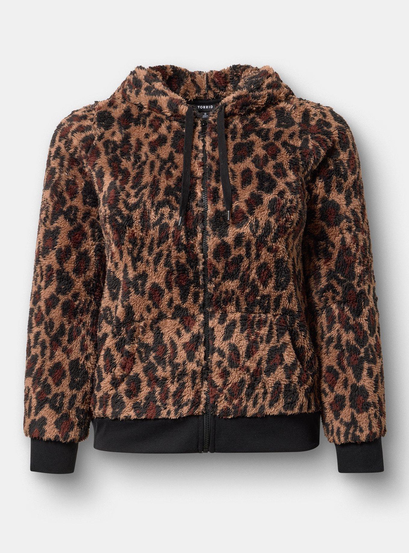 Halloween Fuzzy Cat Hoodie, SWEEPING LEOPARD BROWN, flat