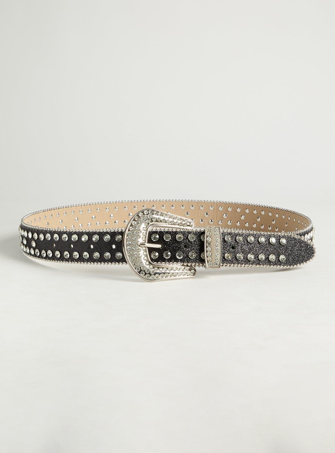 Studded Glitter Belt, BLACK, alternate