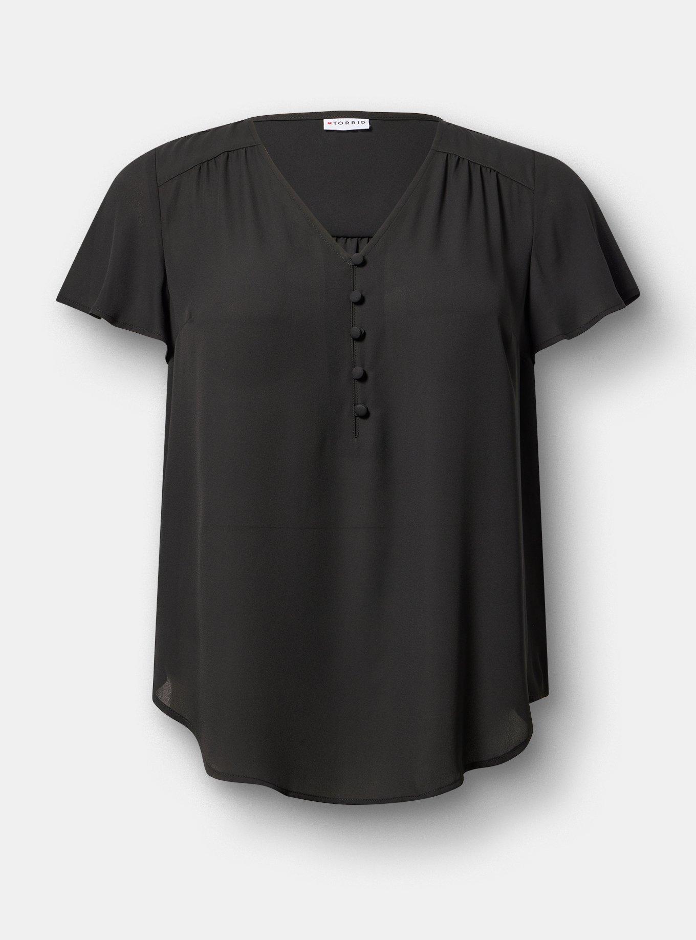 Harper Georgette Pullover Flutter Sleeve Blouse, DEEP BLACK, hi-res