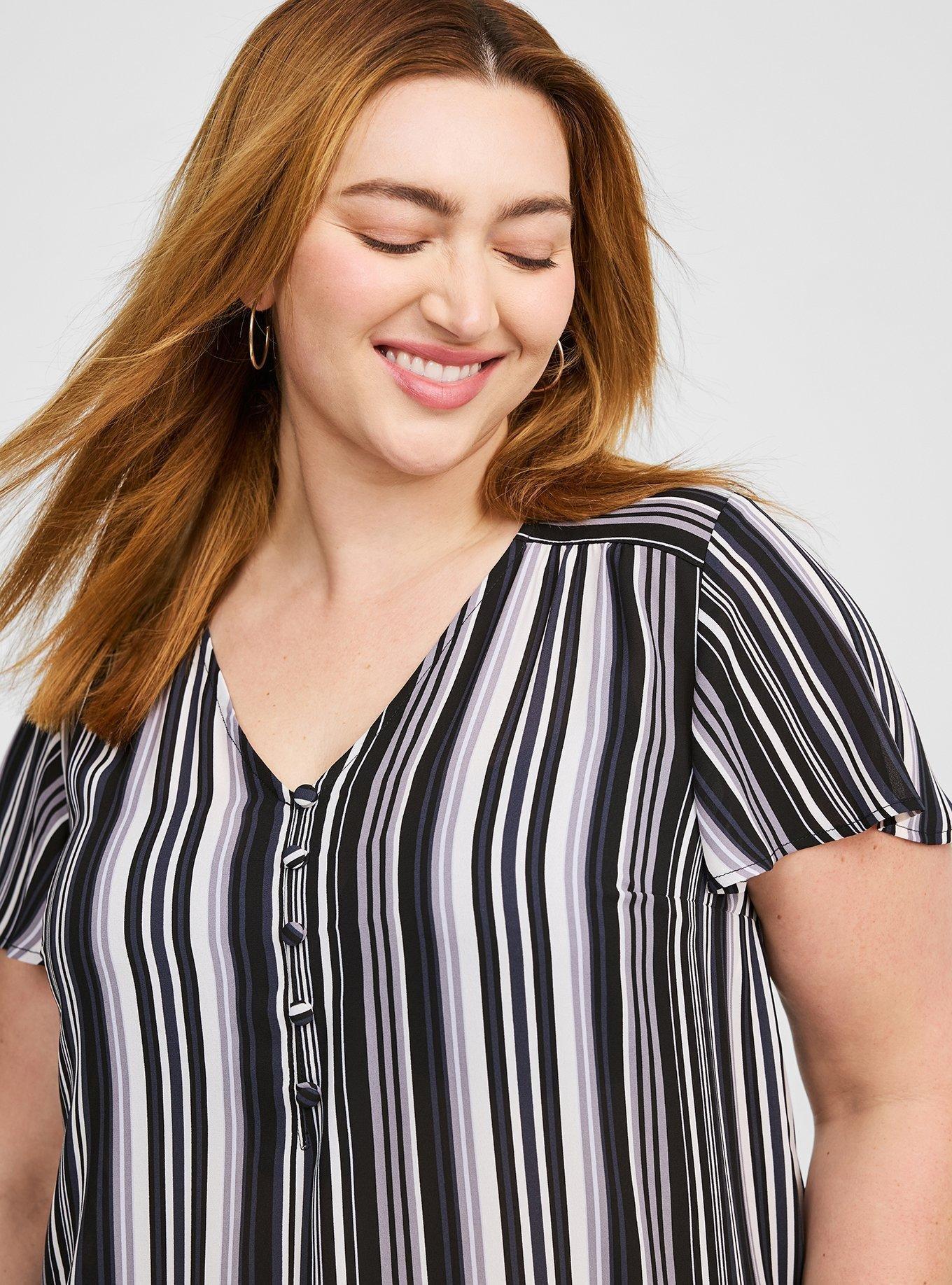 Harper Georgette Pullover Flutter Sleeve Blouse