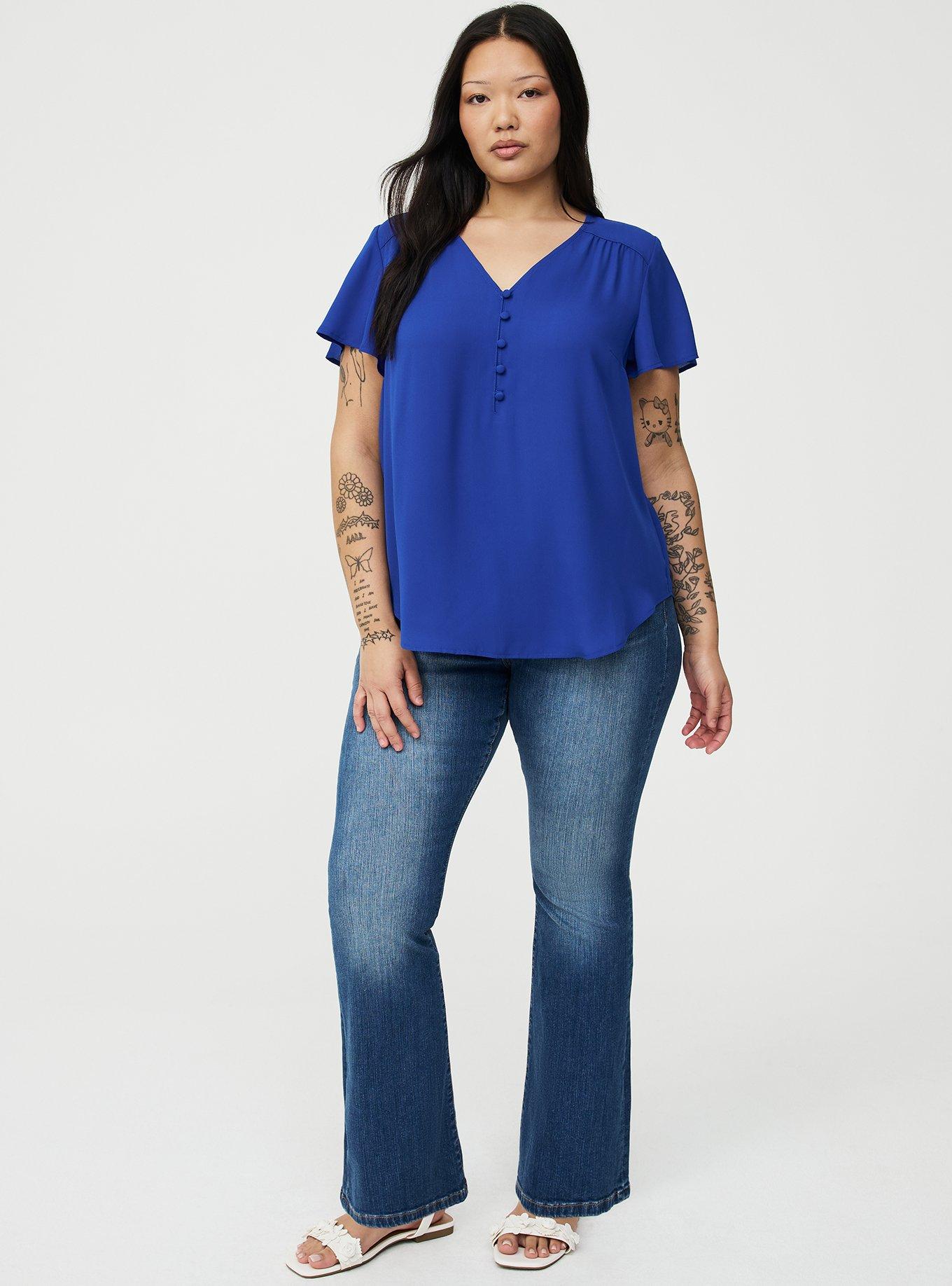 Harper Georgette Pullover Flutter Sleeve Blouse, SURF THE WEB, alternate