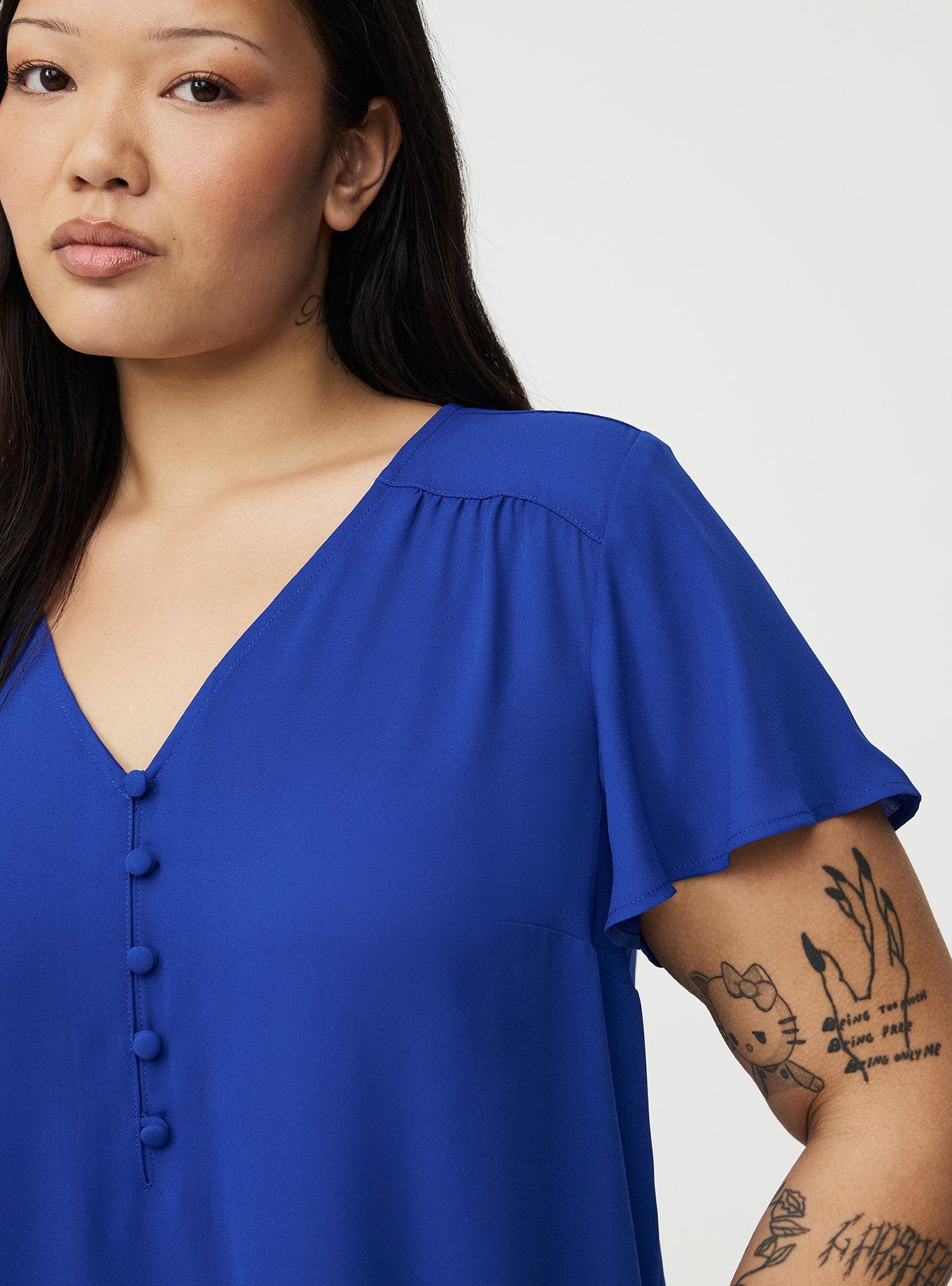 Harper Georgette Pullover Flutter Sleeve Blouse, SURF THE WEB, alternate