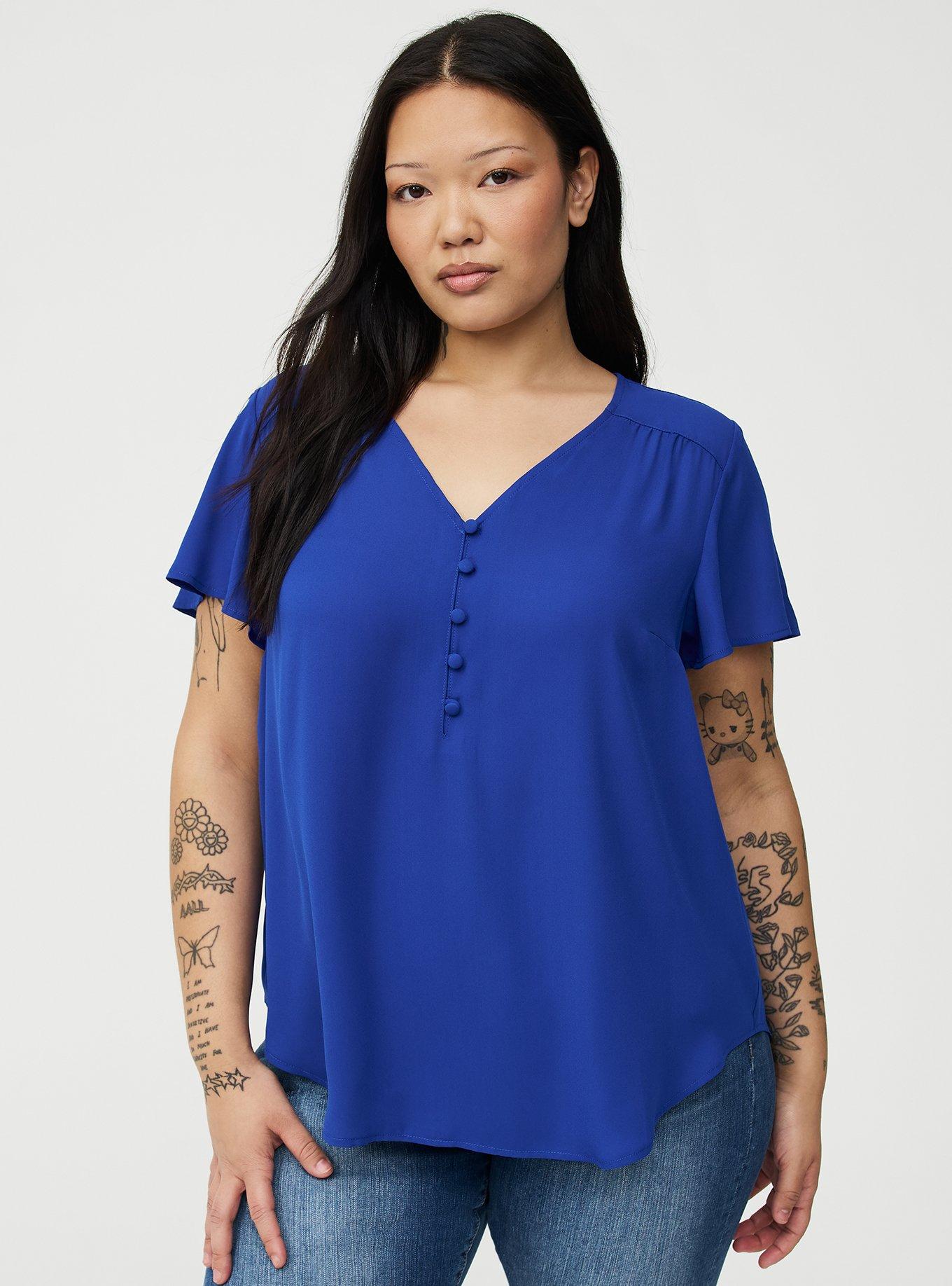 Harper Georgette Pullover Flutter Sleeve Blouse, SURF THE WEB, hi-res