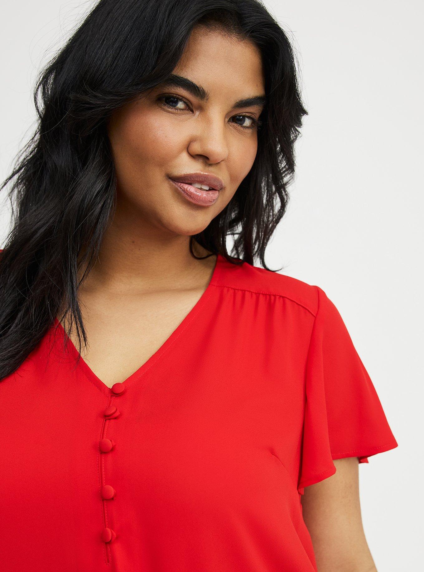 Harper Georgette Pullover Flutter Sleeve Blouse, ADRENALINE RUSH, alternate