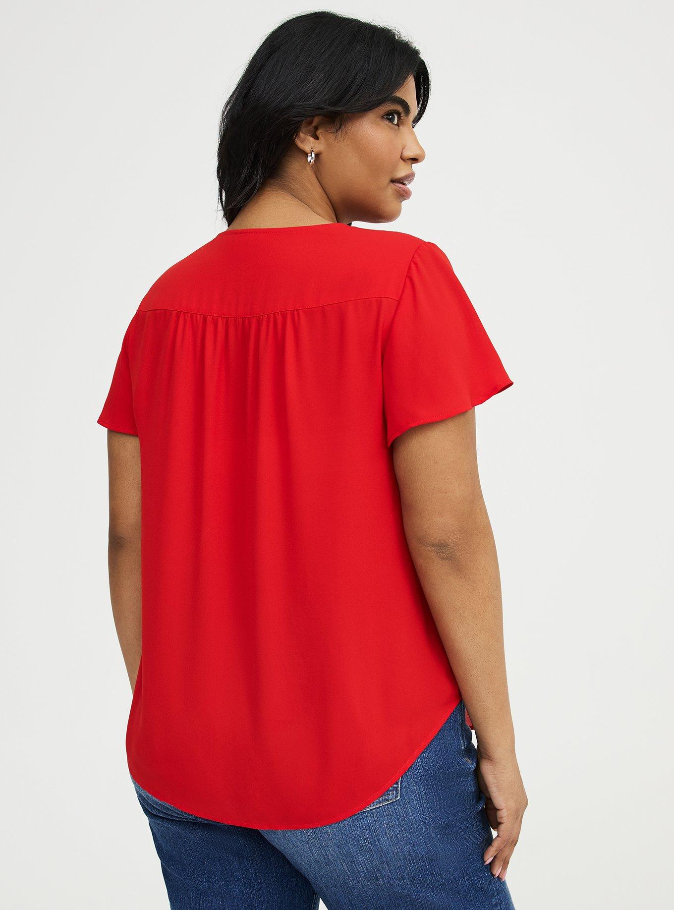 Harper Georgette Pullover Flutter Sleeve Blouse, ADRENALINE RUSH, alternate