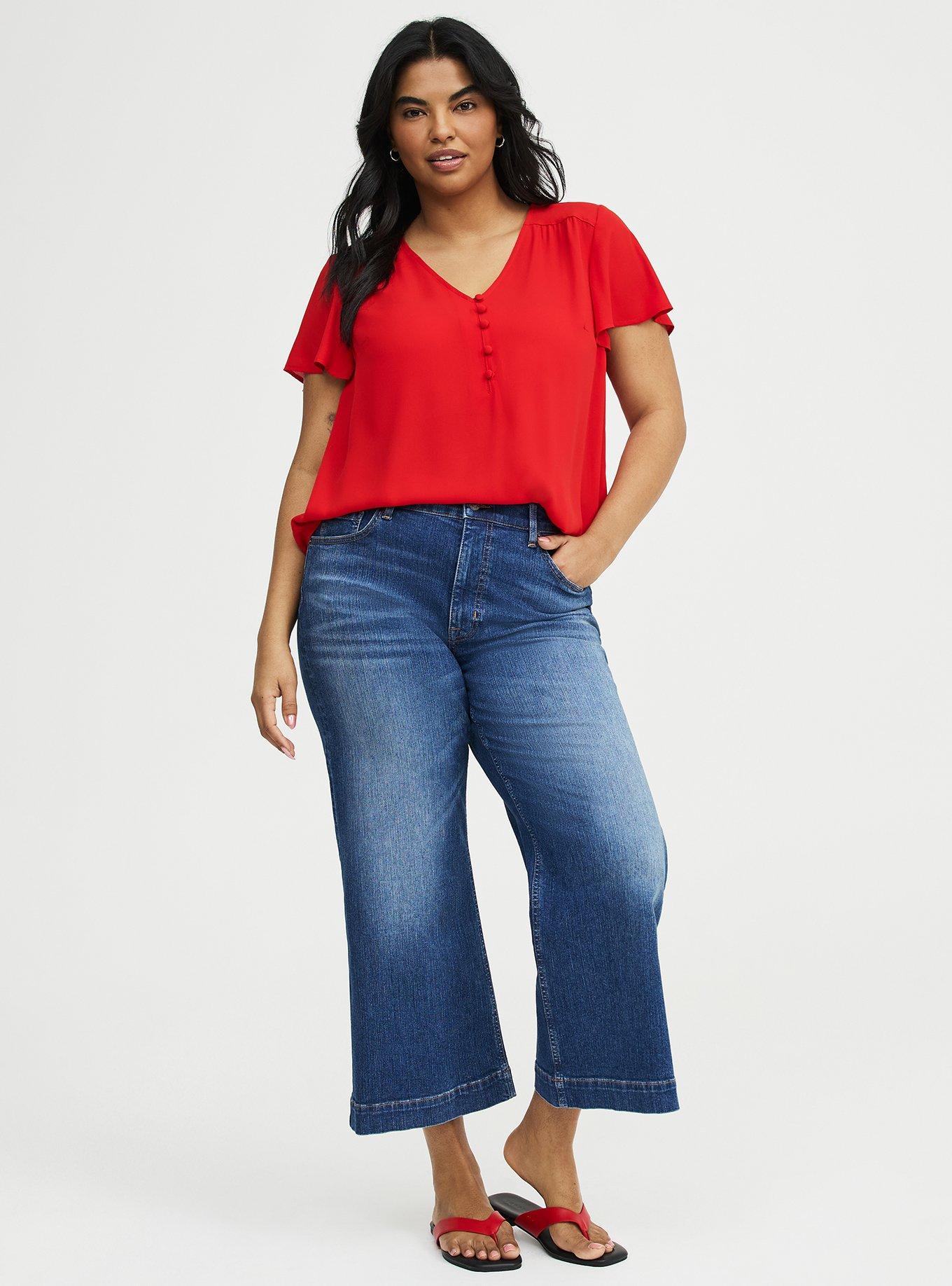 Harper Georgette Pullover Flutter Sleeve Blouse, ADRENALINE RUSH, alternate