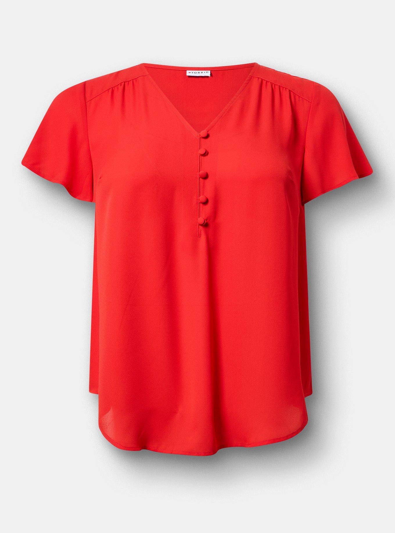 Harper Georgette Pullover Flutter Sleeve Blouse, ADRENALINE RUSH, hi-res