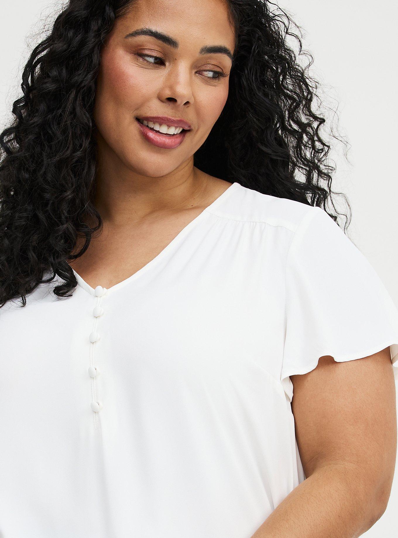 Harper Georgette Pullover Flutter Sleeve Blouse, BLANC DE BLANC, alternate