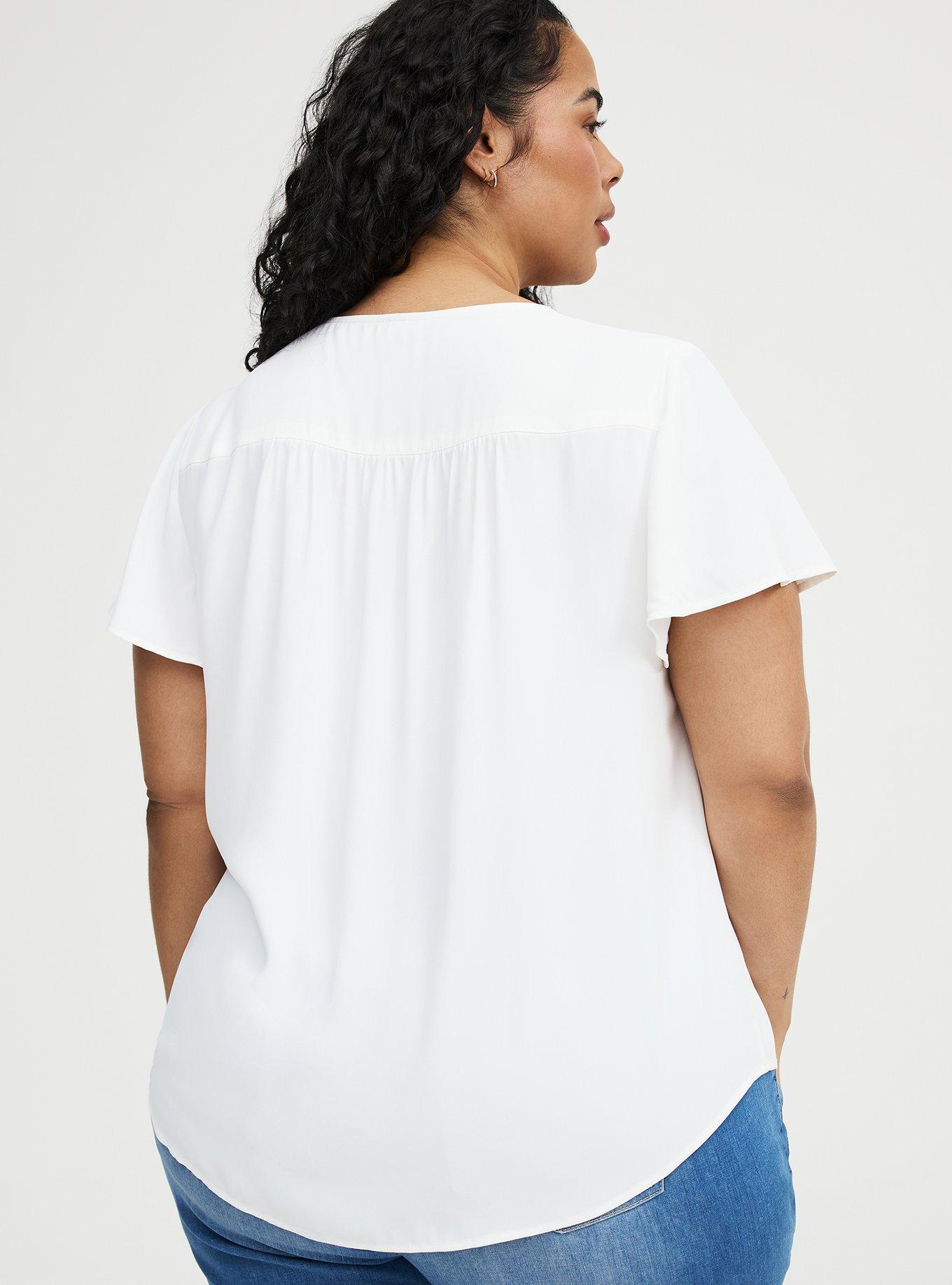 Harper Georgette Pullover Flutter Sleeve Blouse, BLANC DE BLANC, alternate