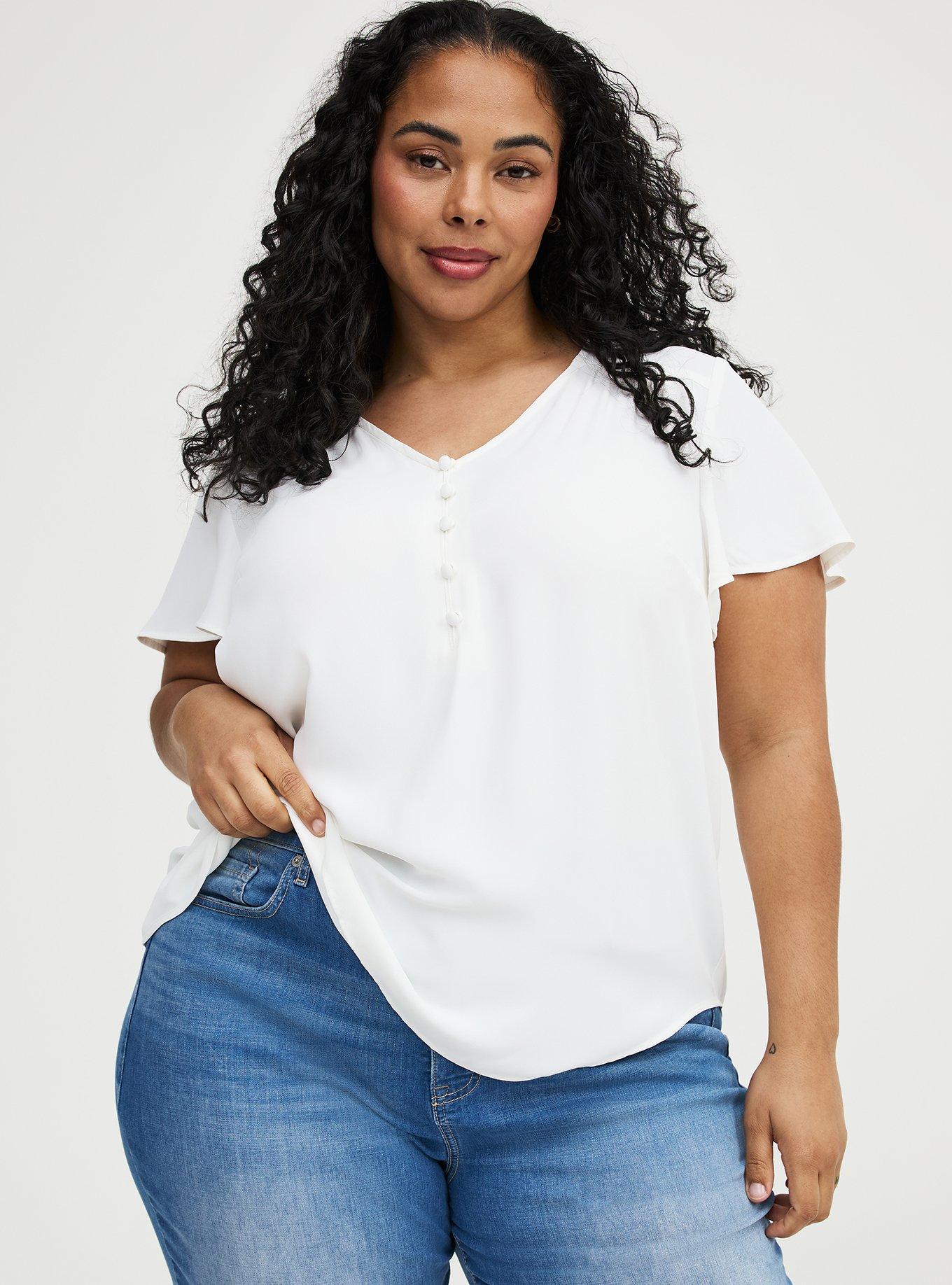 Harper Georgette Pullover Flutter Sleeve Blouse, BLANC DE BLANC, alternate