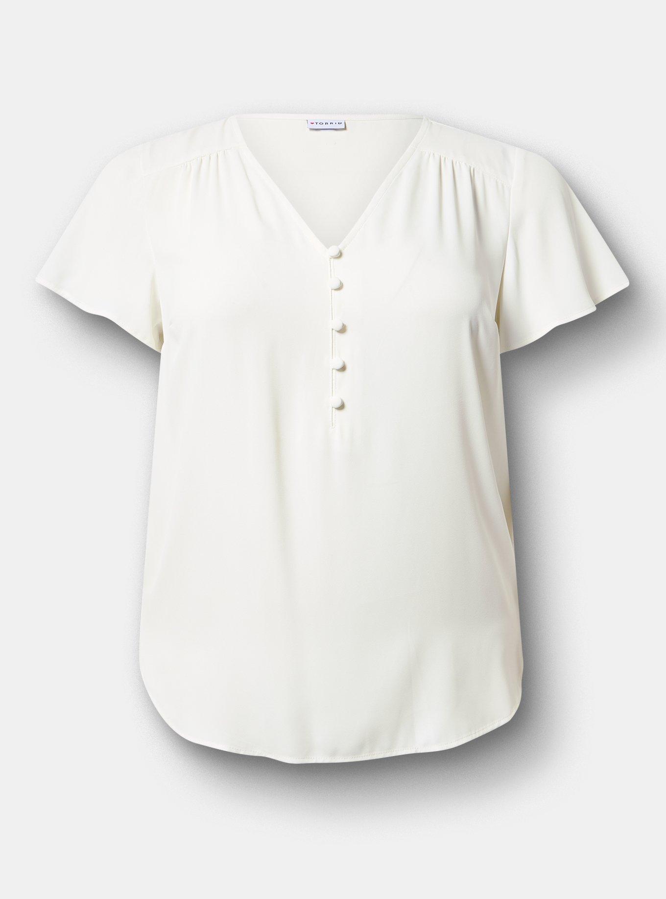 Harper Georgette Pullover Flutter Sleeve Blouse, BLANC DE BLANC, hi-res