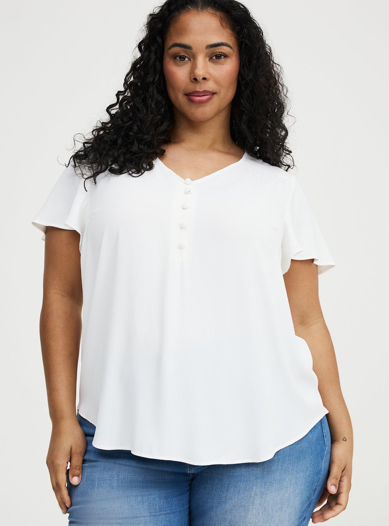 Harper Georgette Pullover Flutter Sleeve Blouse, BLANC DE BLANC, hi-res