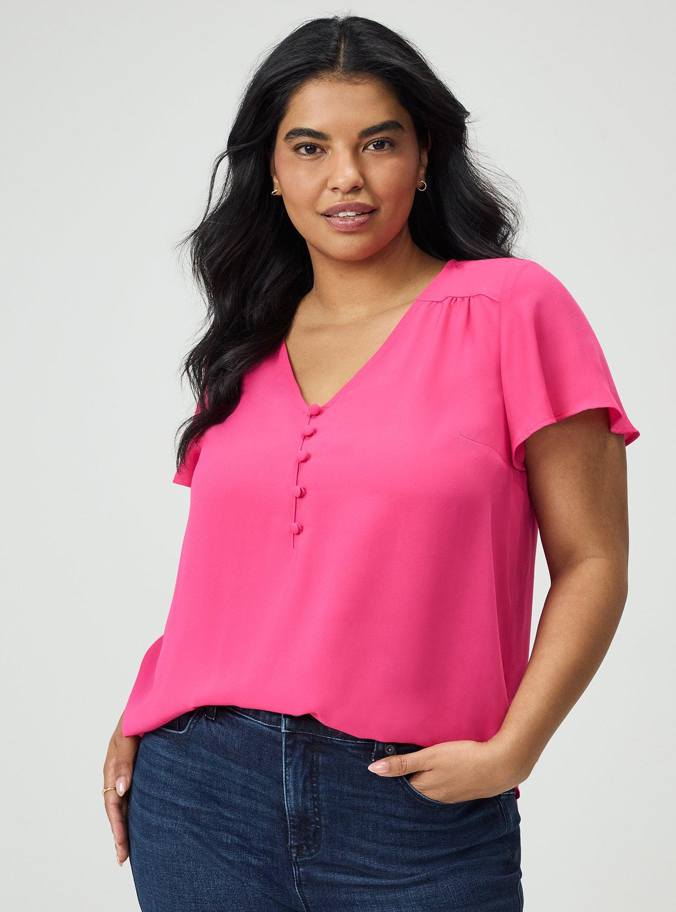 Harper Georgette Pullover Flutter Sleeve Blouse, BEETROOT PURPLE, alternate