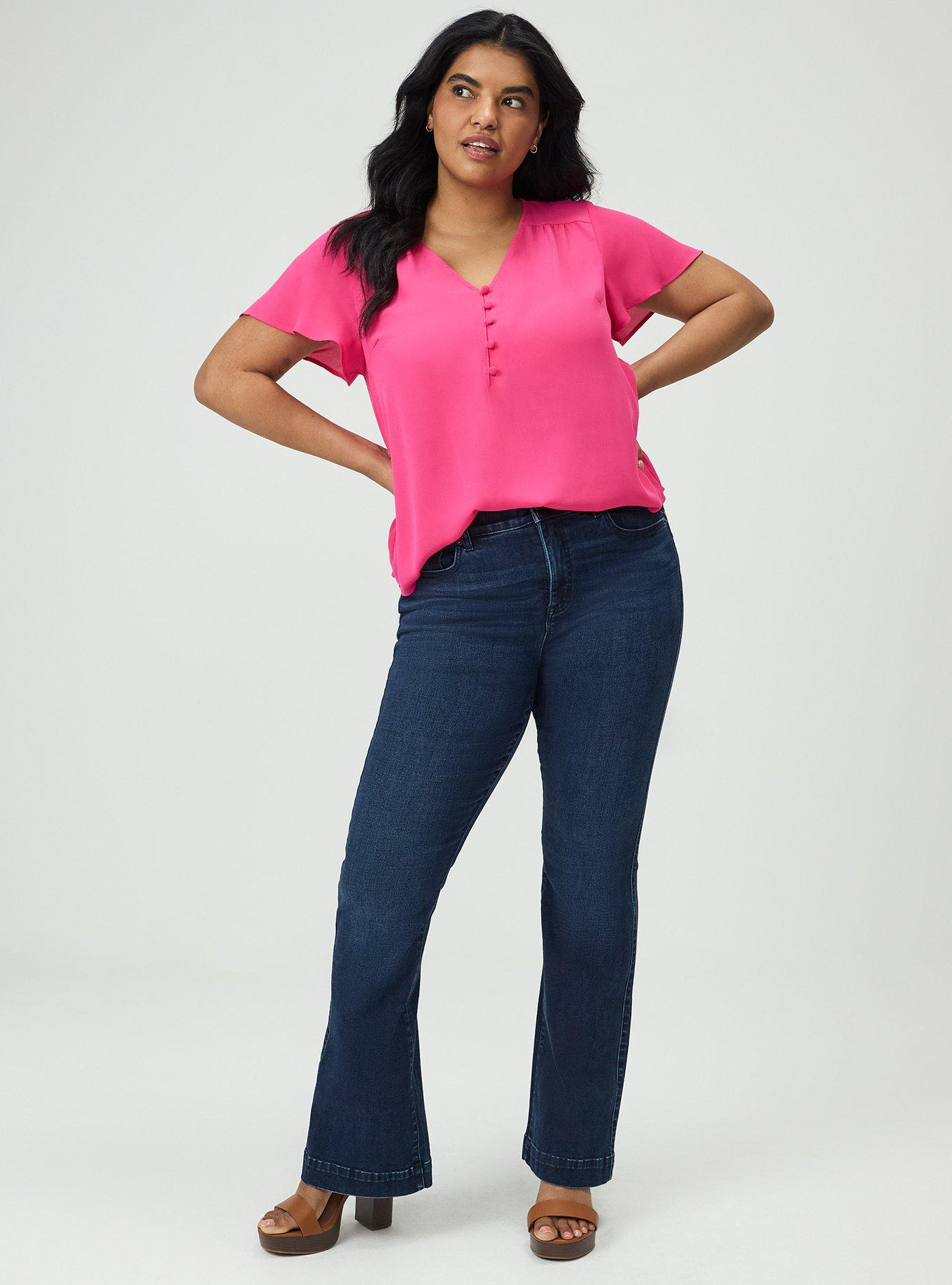 Harper Georgette Pullover Flutter Sleeve Blouse, BEETROOT PURPLE, alternate