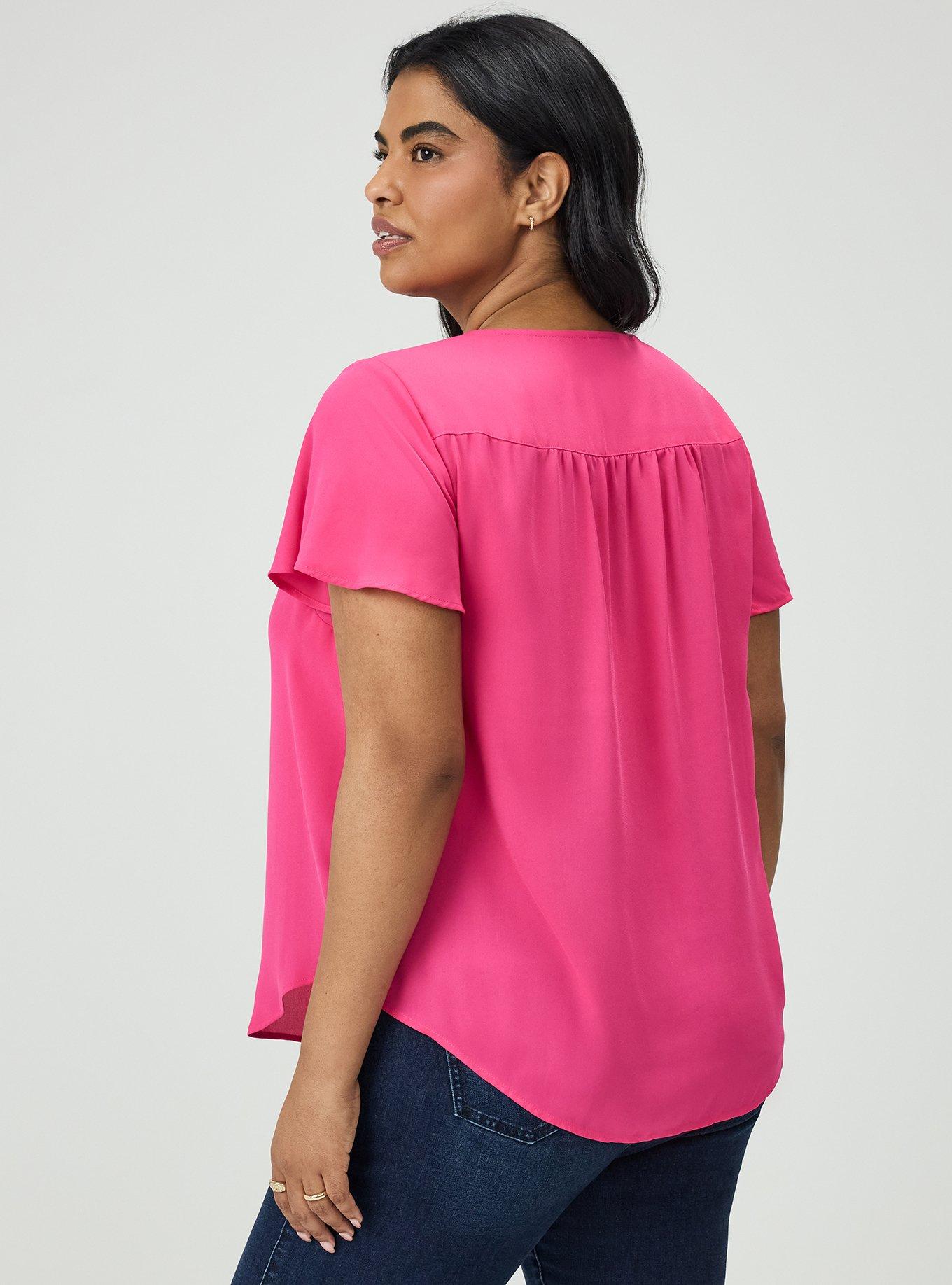 Harper Georgette Pullover Flutter Sleeve Blouse, BEETROOT PURPLE, alternate