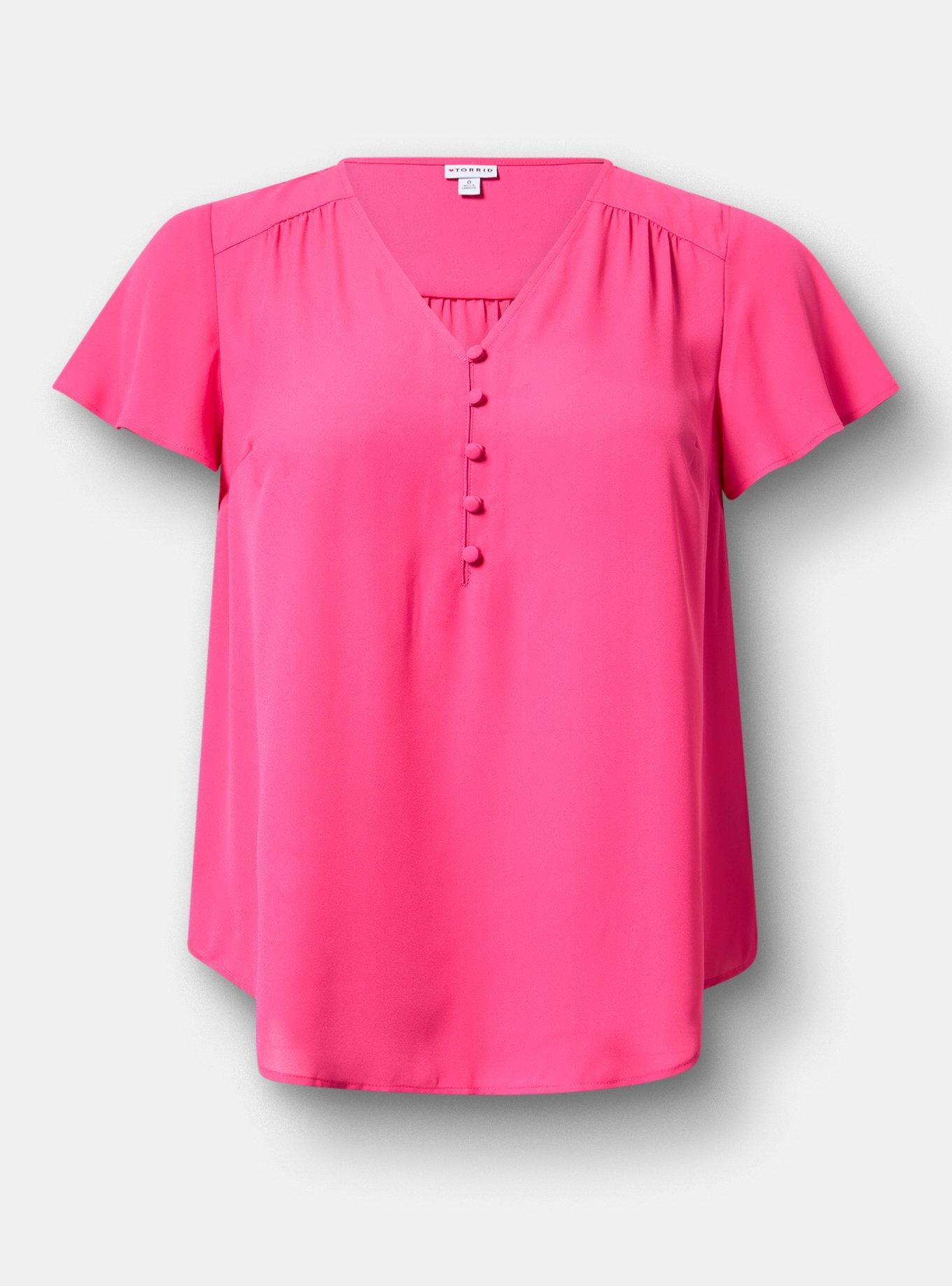 Harper Georgette Pullover Flutter Sleeve Blouse, BEETROOT PURPLE, hi-res