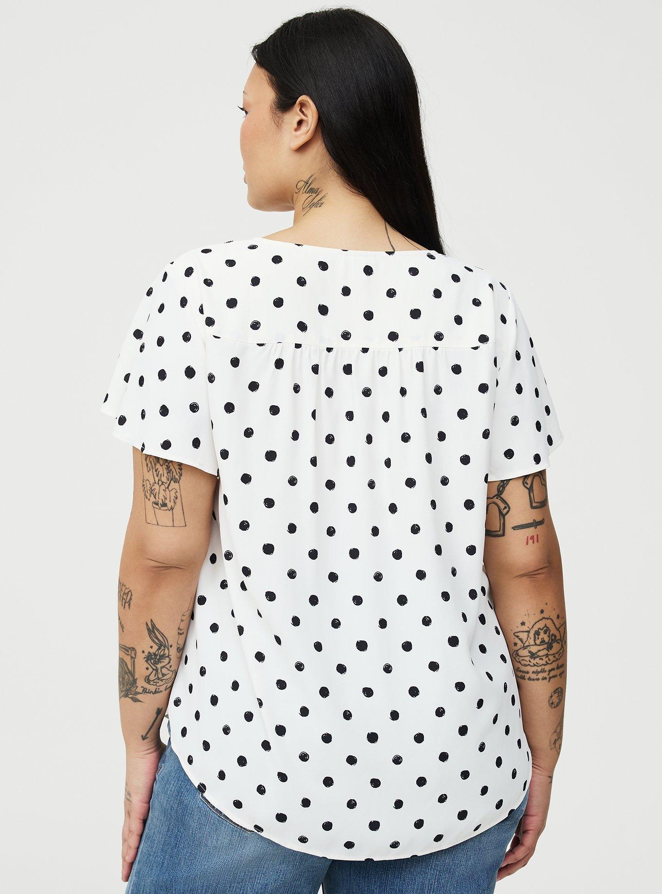 Harper Georgette Pullover Flutter Sleeve Blouse, SCRIBBLE DOT WHITE, alternate