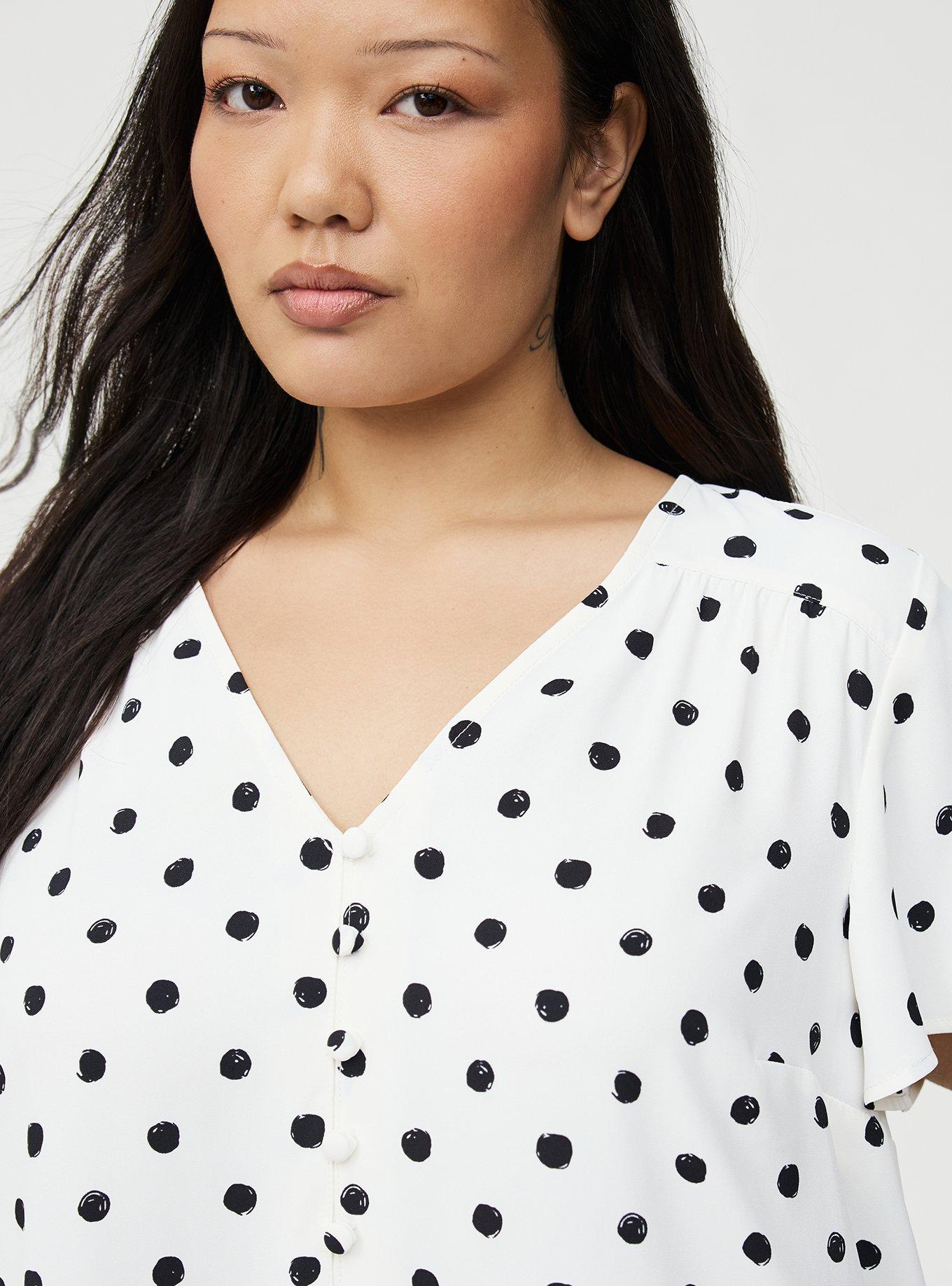 Harper Georgette Pullover Flutter Sleeve Blouse, SCRIBBLE DOT WHITE, alternate