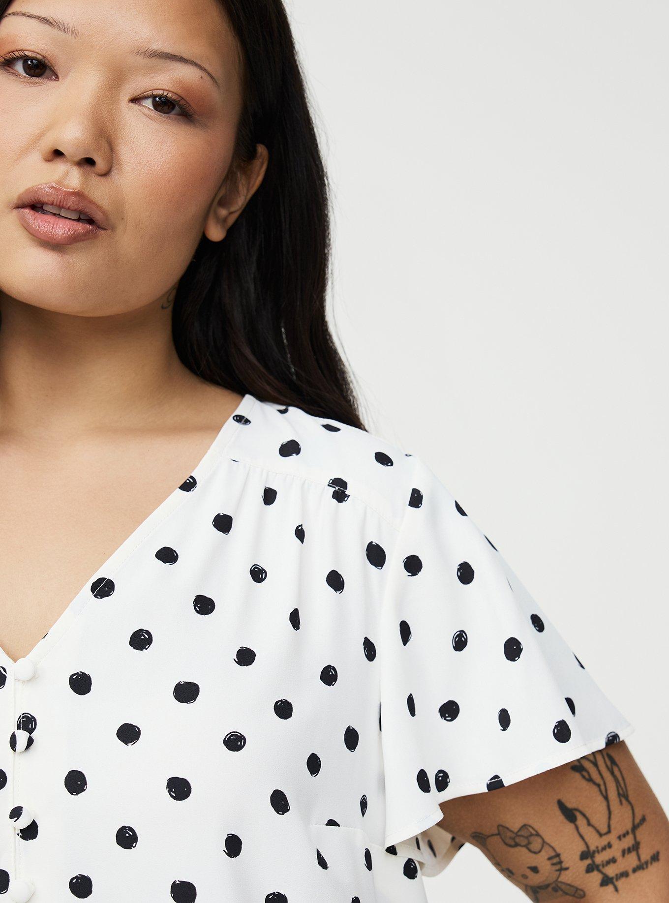 Harper Georgette Pullover Flutter Sleeve Blouse, SCRIBBLE DOT WHITE, alternate