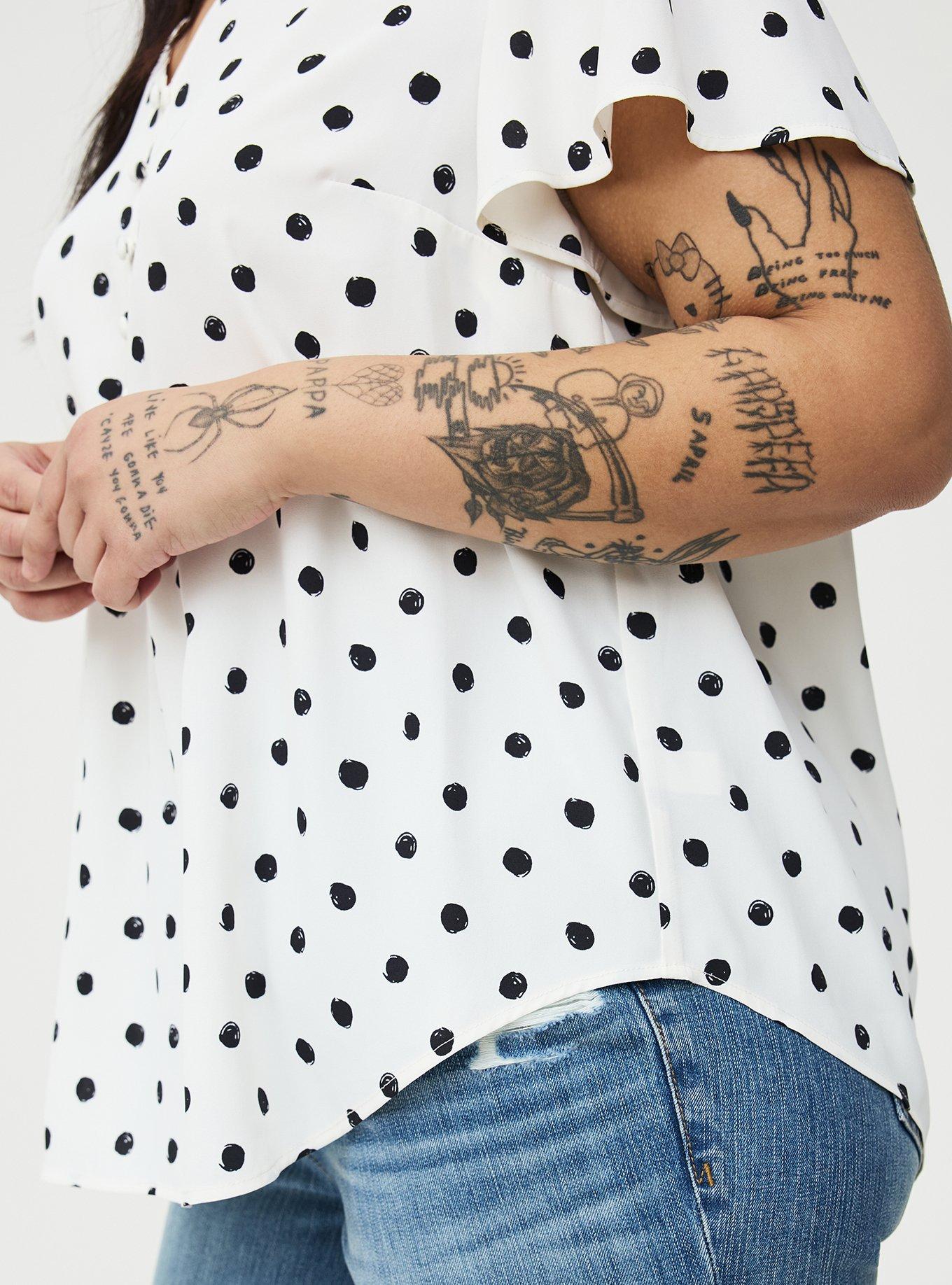 Harper Georgette Pullover Flutter Sleeve Blouse, SCRIBBLE DOT WHITE, alternate