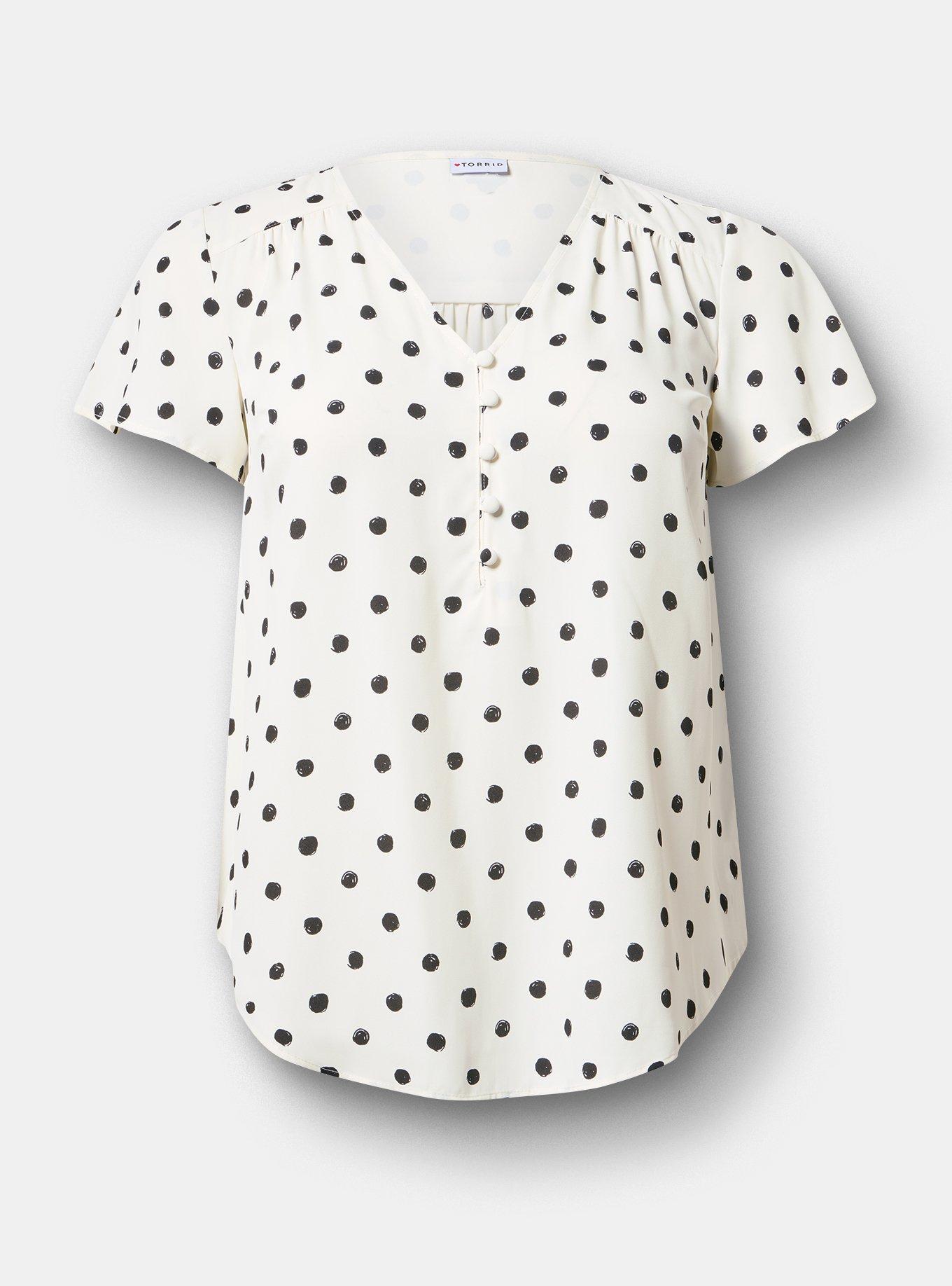 Harper Georgette Pullover Flutter Sleeve Blouse, SCRIBBLE DOT WHITE, hi-res