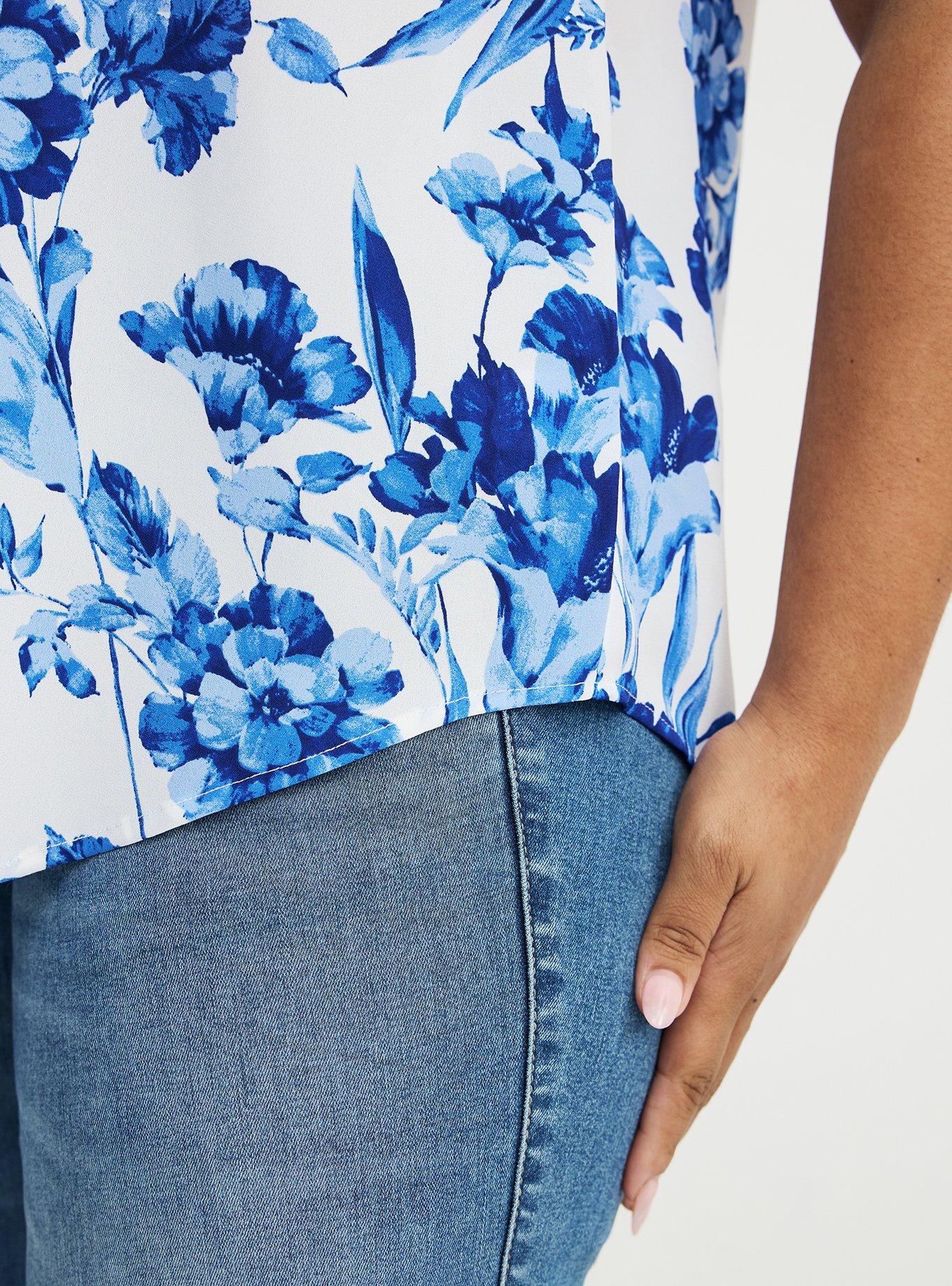 Harper Georgette Pullover Flutter Sleeve Blouse, DUTCH FLORAL WHITE, alternate