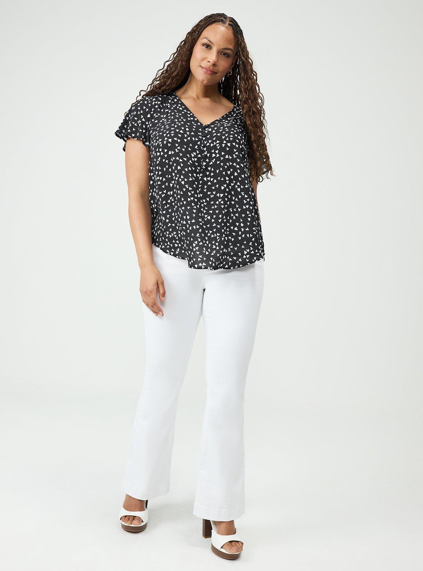 Harper Georgette Pullover Flutter Sleeve Blouse, LONELY HEARTS BLACK, alternate