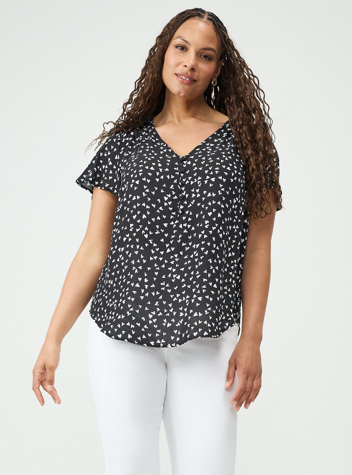 Harper Georgette Pullover Flutter Sleeve Blouse, LONELY HEARTS BLACK, alternate
