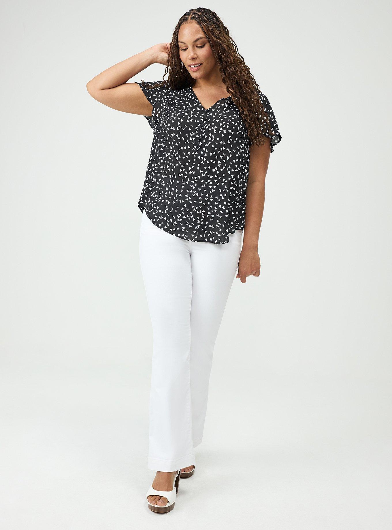 Harper Georgette Pullover Flutter Sleeve Blouse, LONELY HEARTS BLACK, alternate