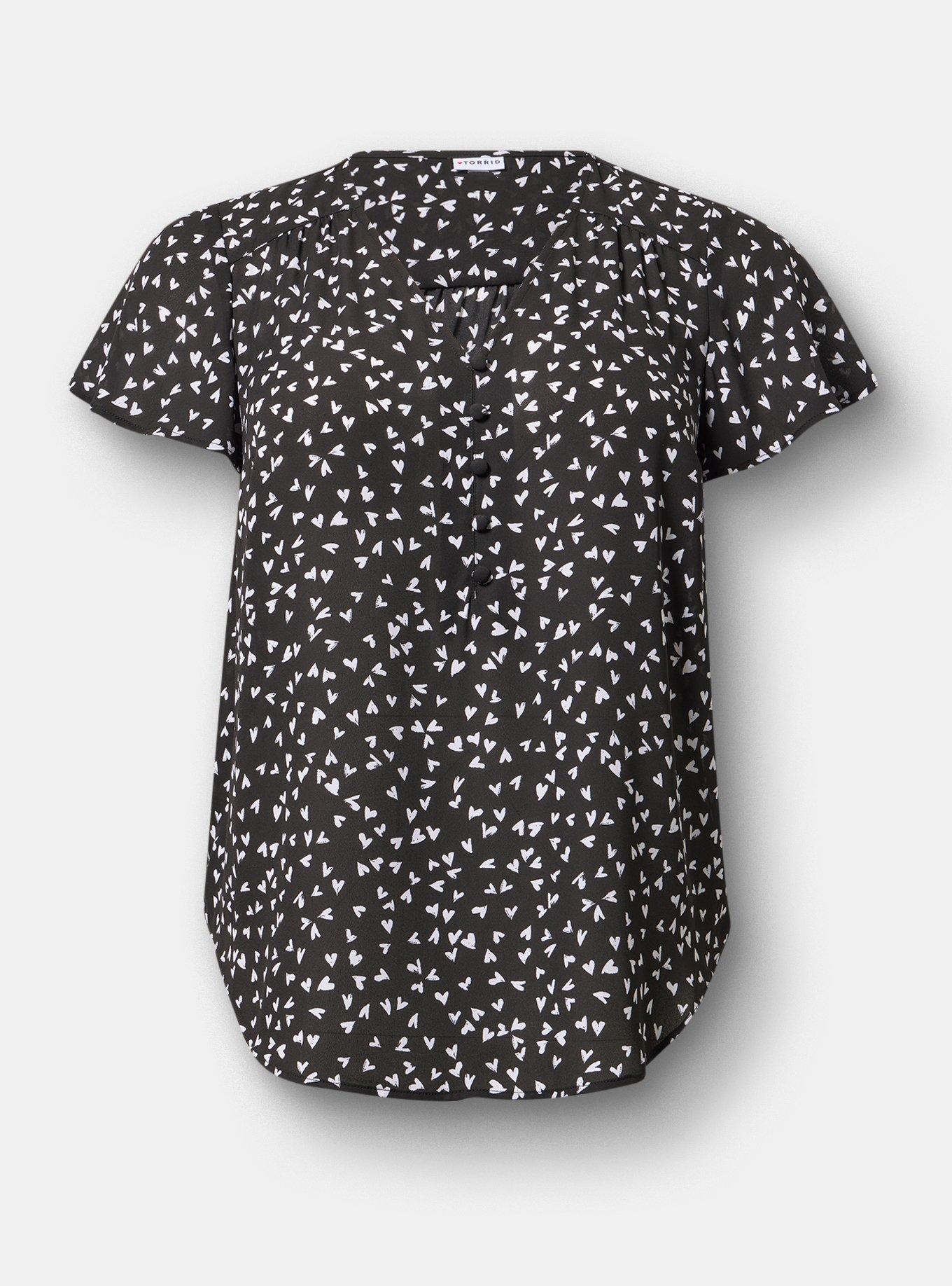 Harper Georgette Pullover Flutter Sleeve Blouse, LONELY HEARTS BLACK, flat