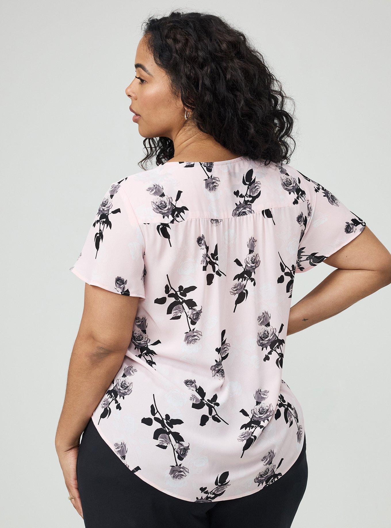 Harper Georgette Pullover Flutter Sleeve Blouse, ROSEALINE FLORAL PINK, alternate