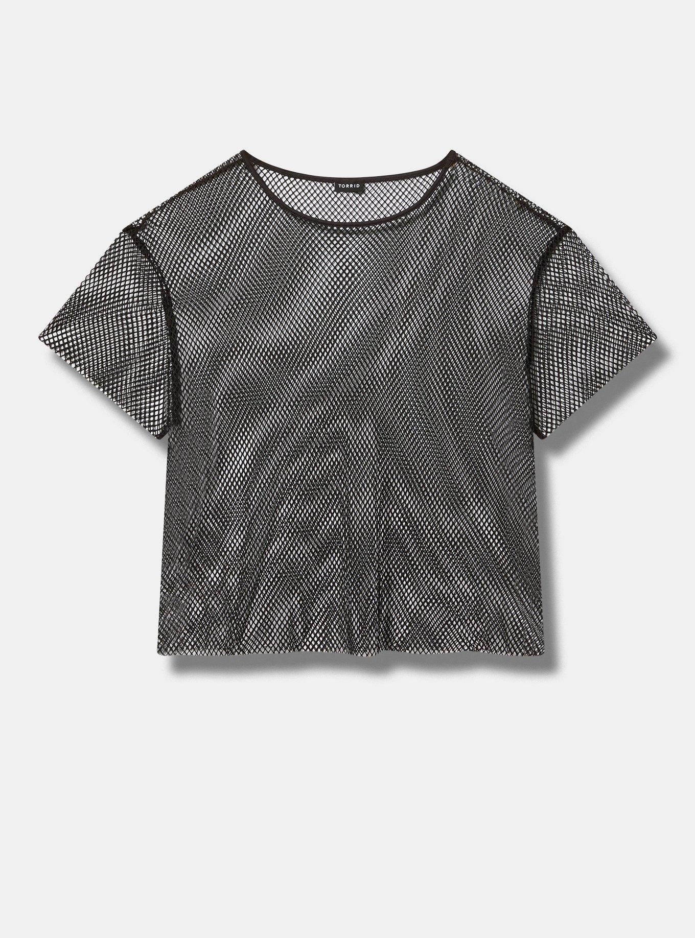FISHNET MESH BOAT NECK UNLINED TOP