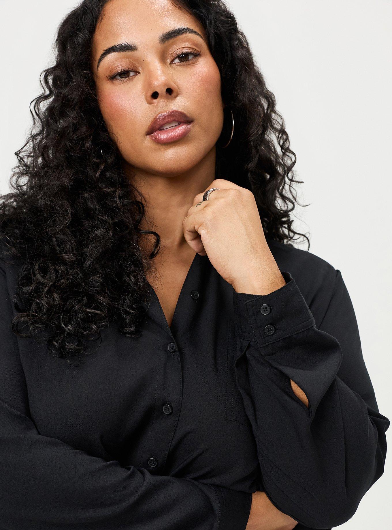 Lizzie Challis Button Up Shirt, DEEP BLACK, alternate