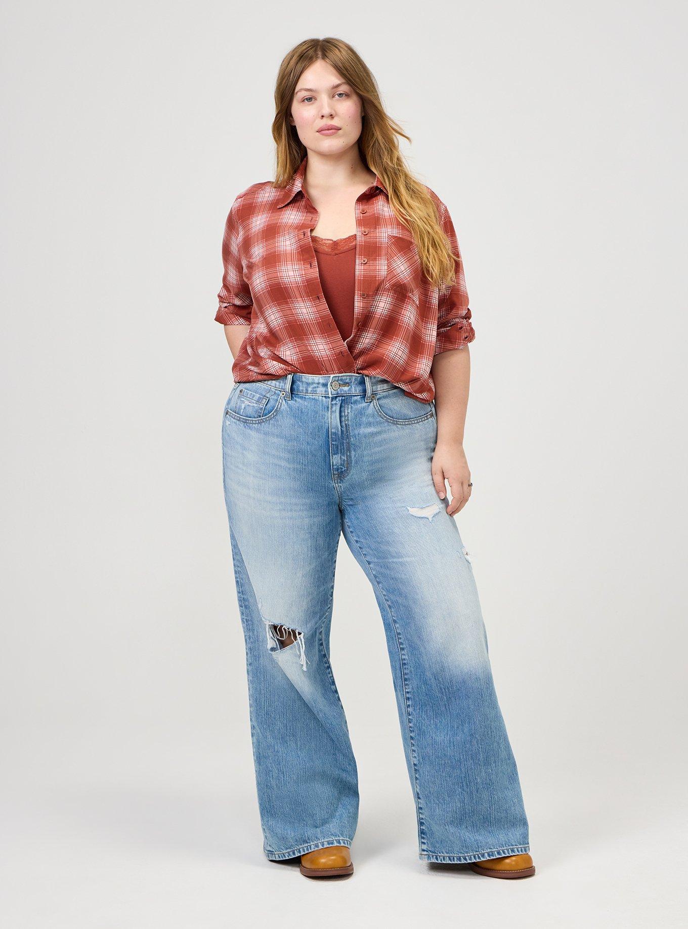 Lizzie Challis Button Up Shirt, AMELIA PLAID BRICK, alternate