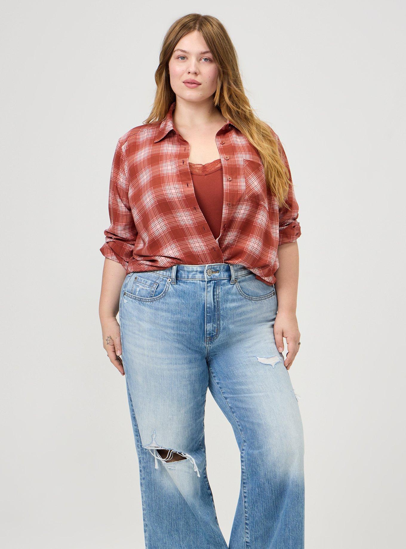 Lizzie Challis Button Up Shirt, AMELIA PLAID BRICK, alternate