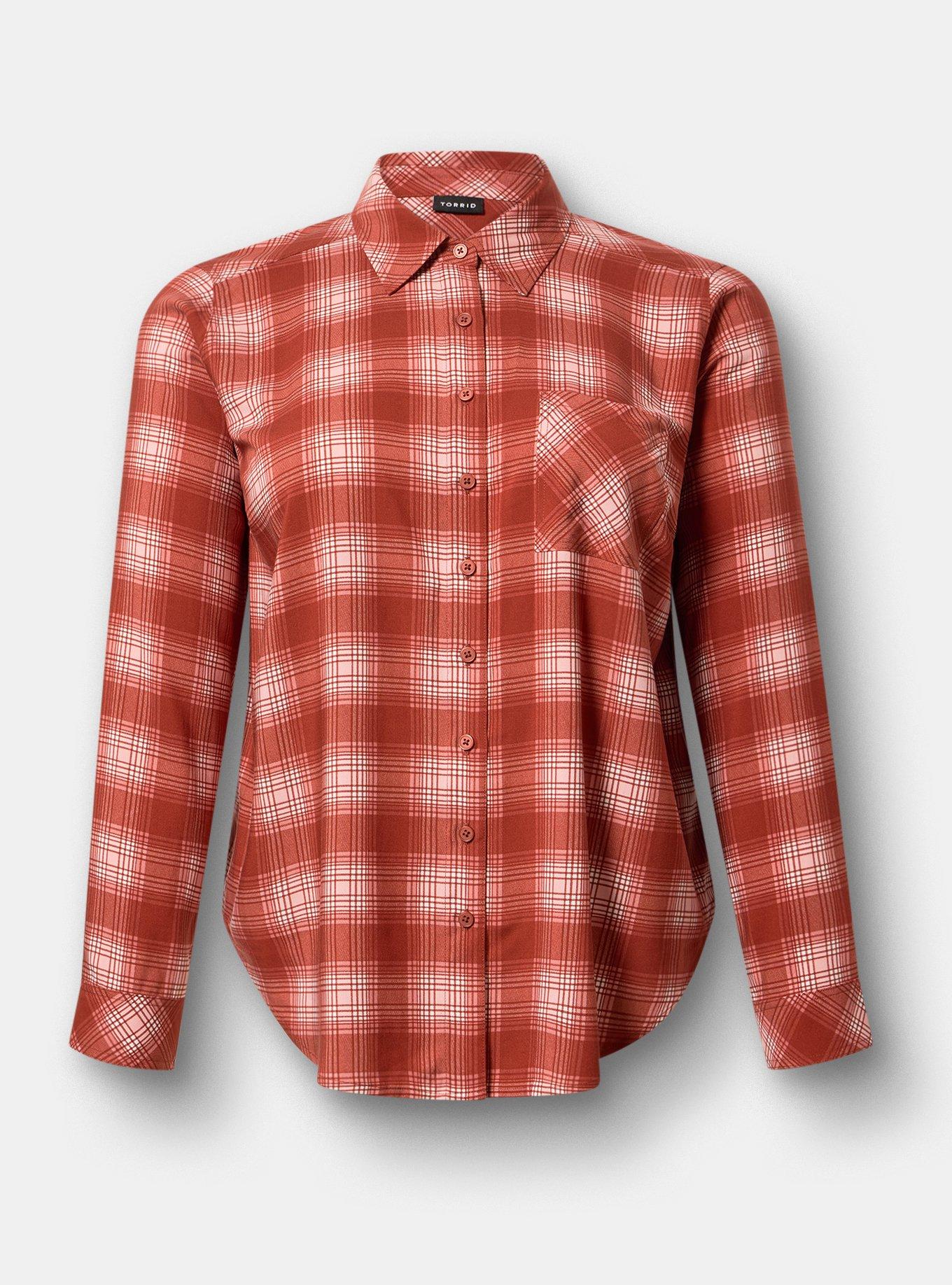 Lizzie Challis Button Up Shirt, AMELIA PLAID BRICK, hi-res