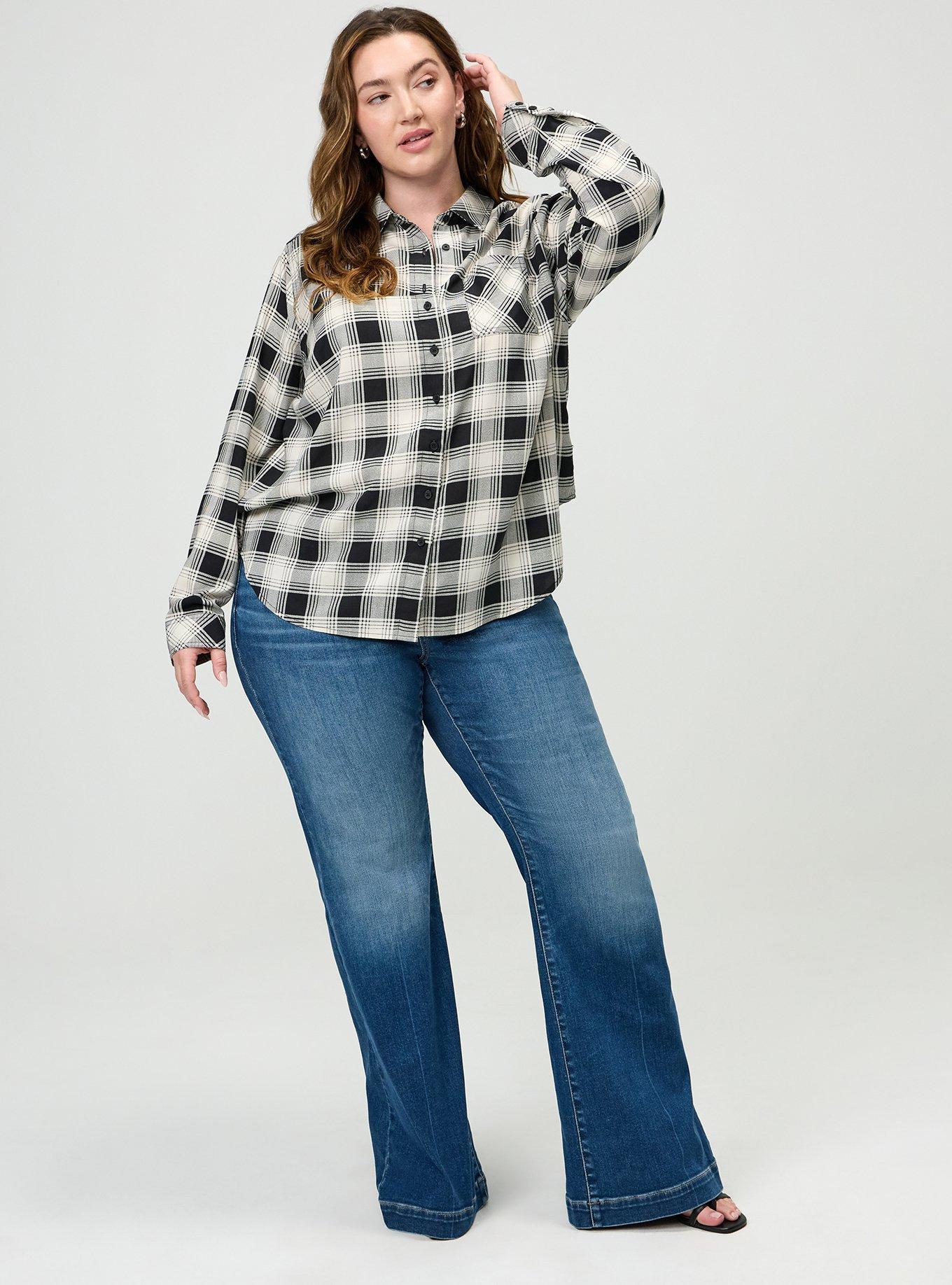 Lizzie Challis Button Up Shirt, LOLLY PLAID IVORY, alternate