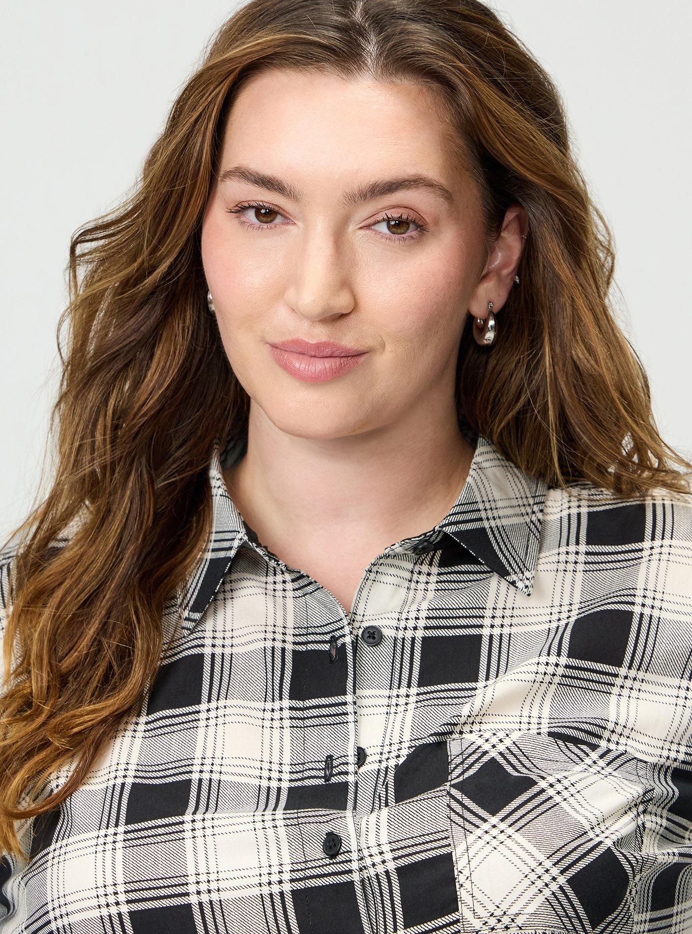 Lizzie Challis Button Up Shirt, LOLLY PLAID IVORY, alternate