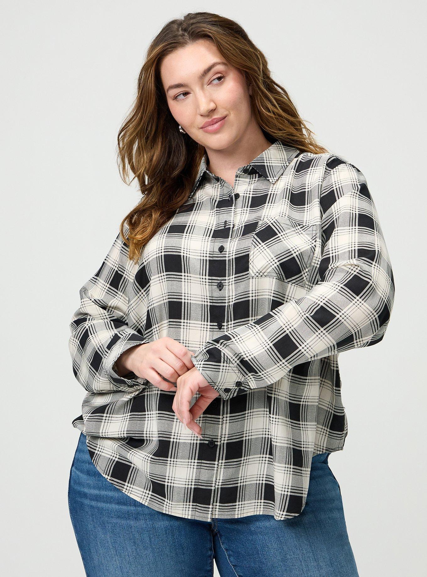 Lizzie Challis Button Up Shirt, LOLLY PLAID IVORY, alternate