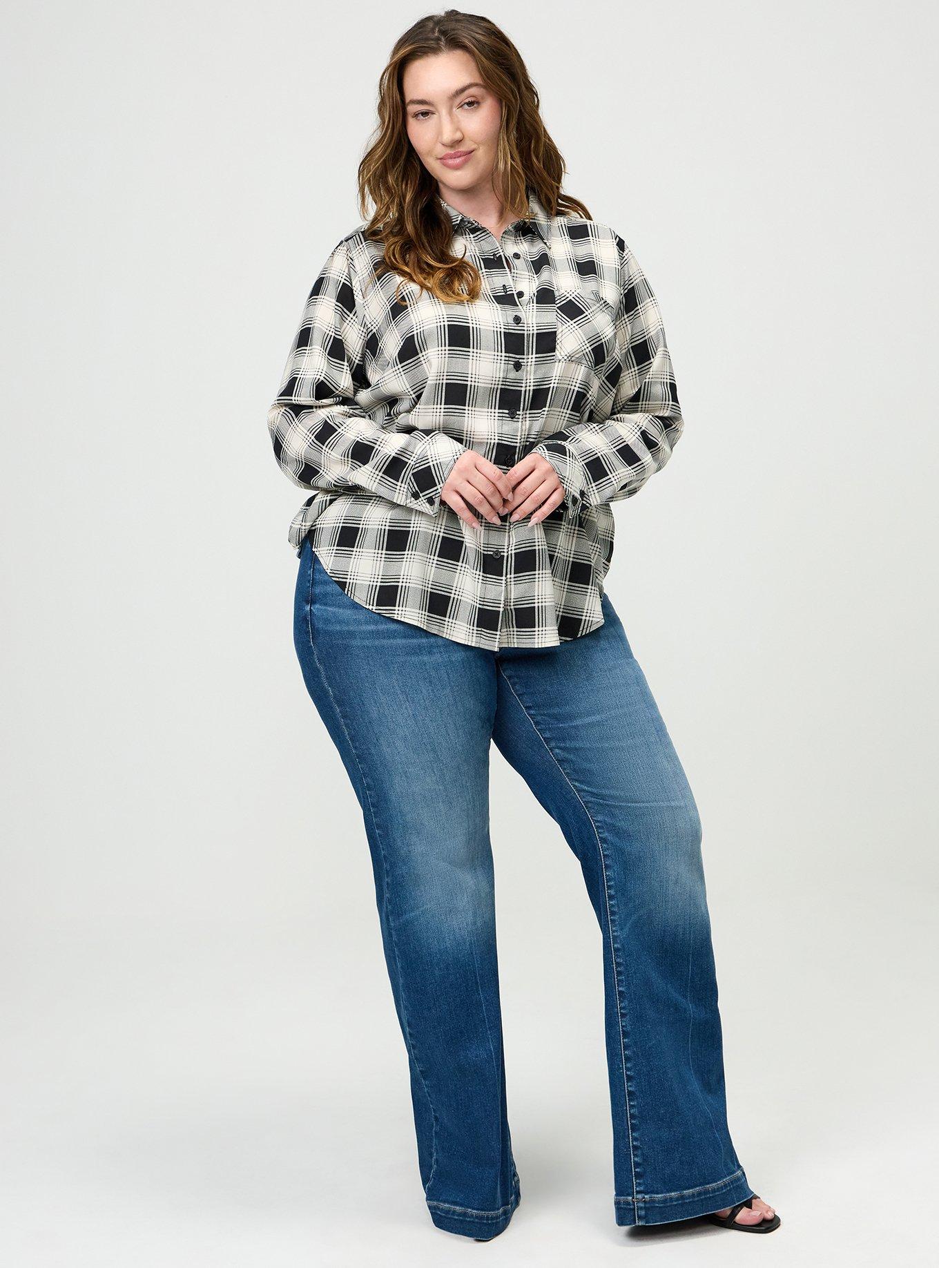 Lizzie Challis Button Up Shirt, LOLLY PLAID IVORY, alternate