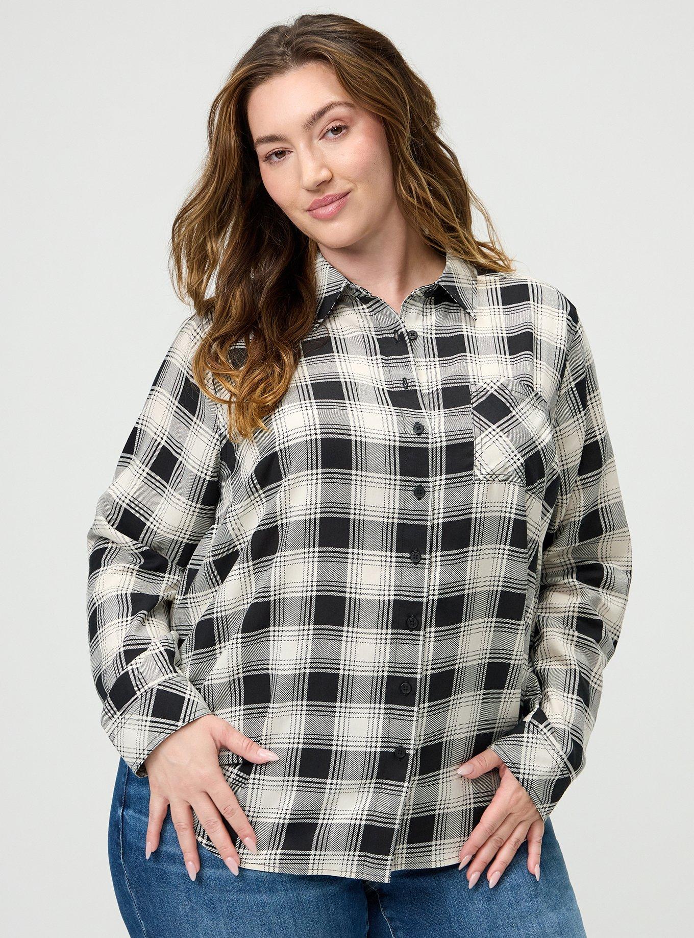 Lizzie Challis Button Up Shirt, LOLLY PLAID IVORY, hi-res