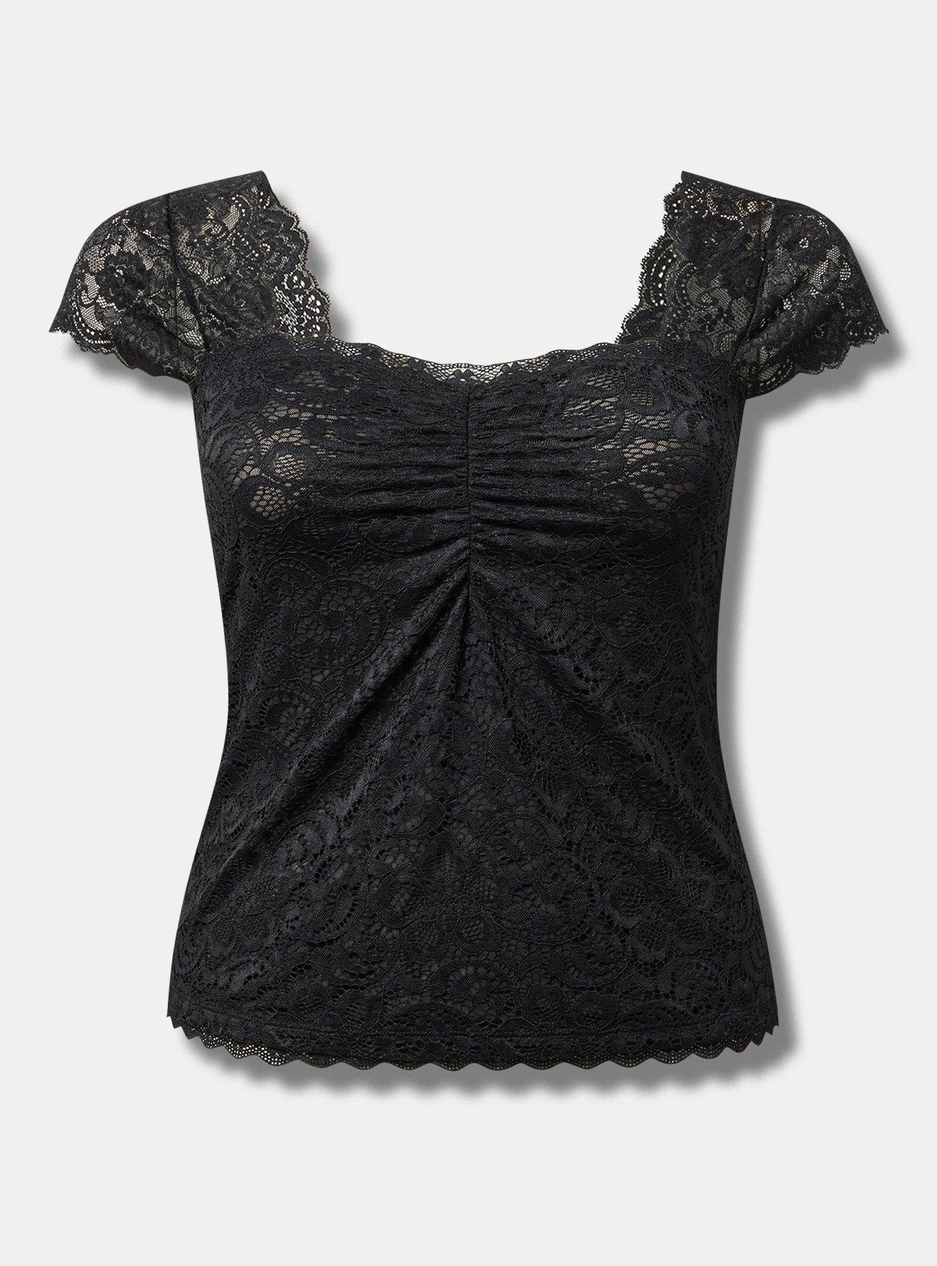 Stretch Lace Sweetheart Cinch Front Top